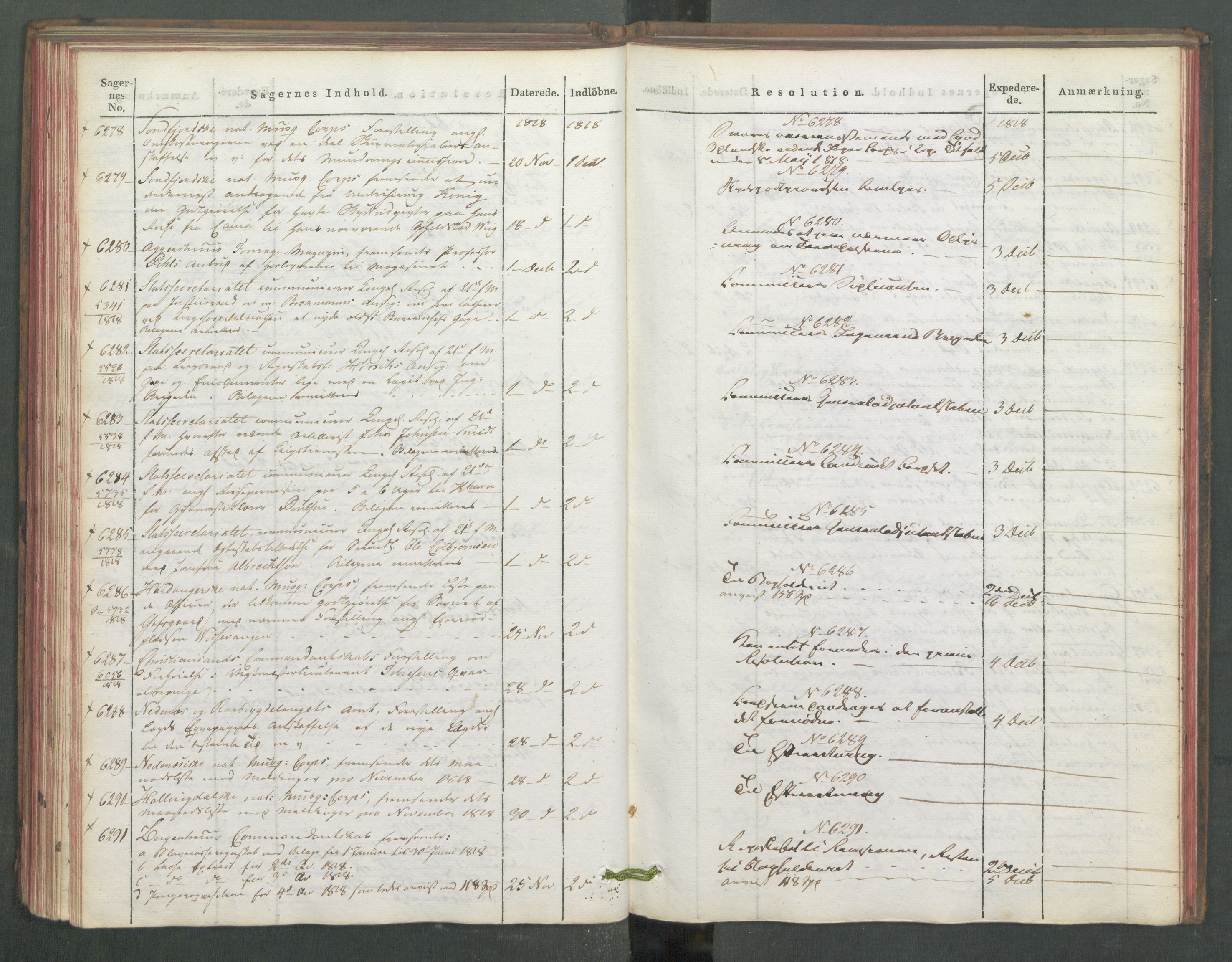 Armédepartementet, AV/RA-RAFA-3493/C/Ca/L0016: 6. Departements Journal, 1818