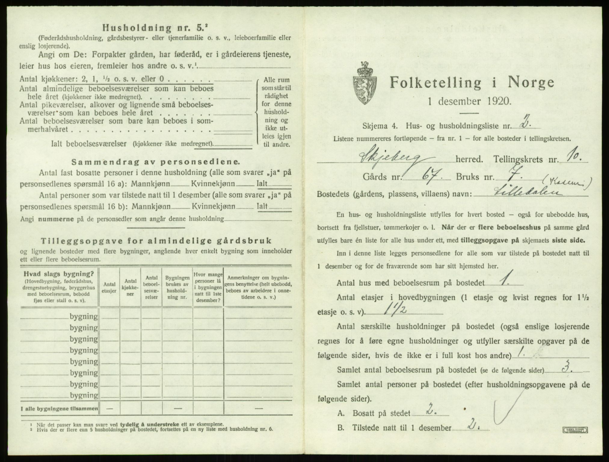 SAO, 1920 census for Skjeberg, 1920, p. 1346