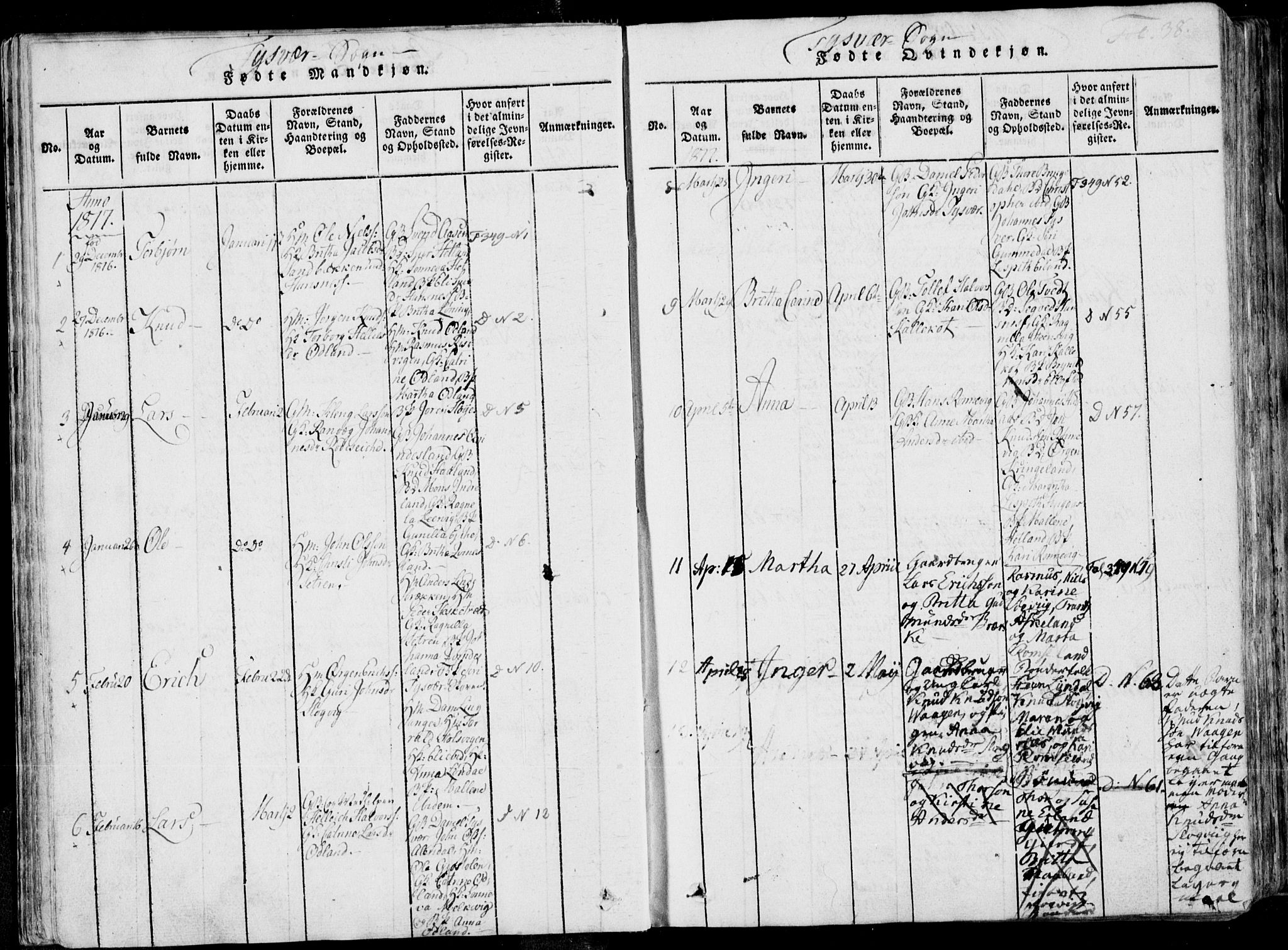 Skjold sokneprestkontor, AV/SAST-A-101847/H/Ha/Haa/L0004: Parish register (official) no. A 4 /1, 1815-1830, p. 38