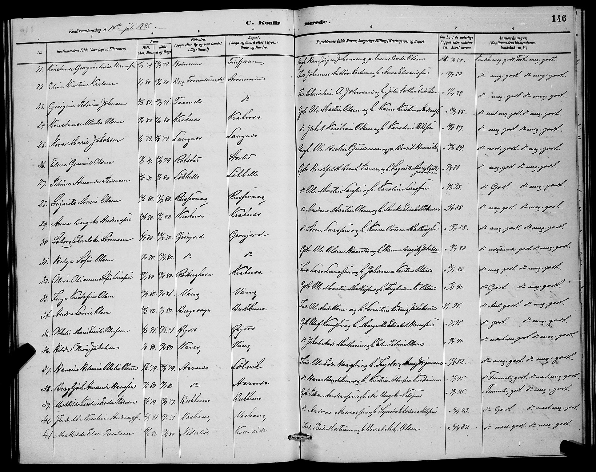 Lenvik sokneprestembete, SATØ/S-1310/H/Ha/Hab/L0007klokker: Parish register (copy) no. 7, 1890-1898, p. 146