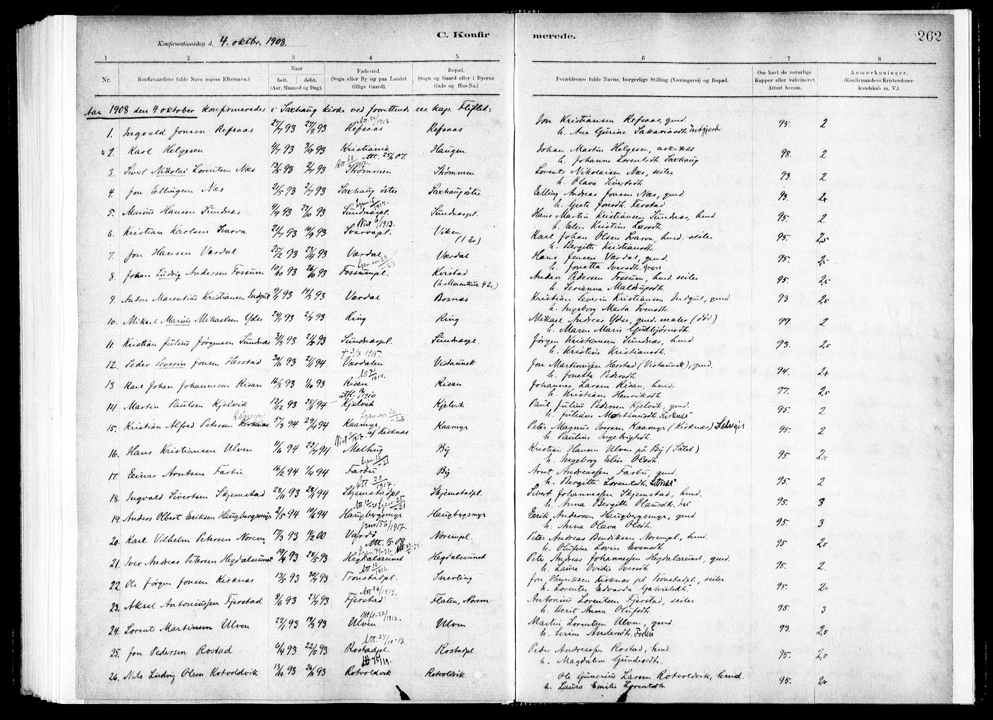 Ministerialprotokoller, klokkerbøker og fødselsregistre - Nord-Trøndelag, SAT/A-1458/730/L0285: Parish register (official) no. 730A10, 1879-1914, p. 262