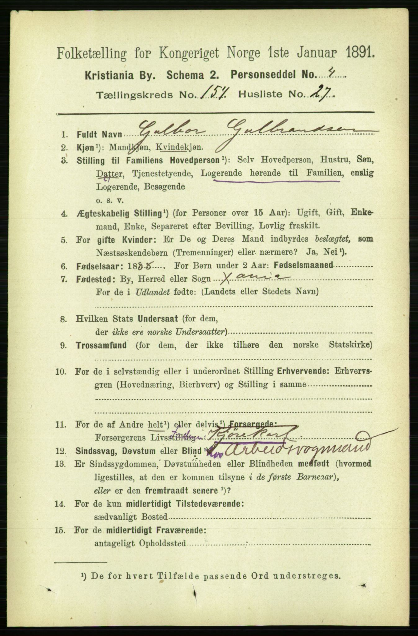 RA, 1891 census for 0301 Kristiania, 1891, p. 88065