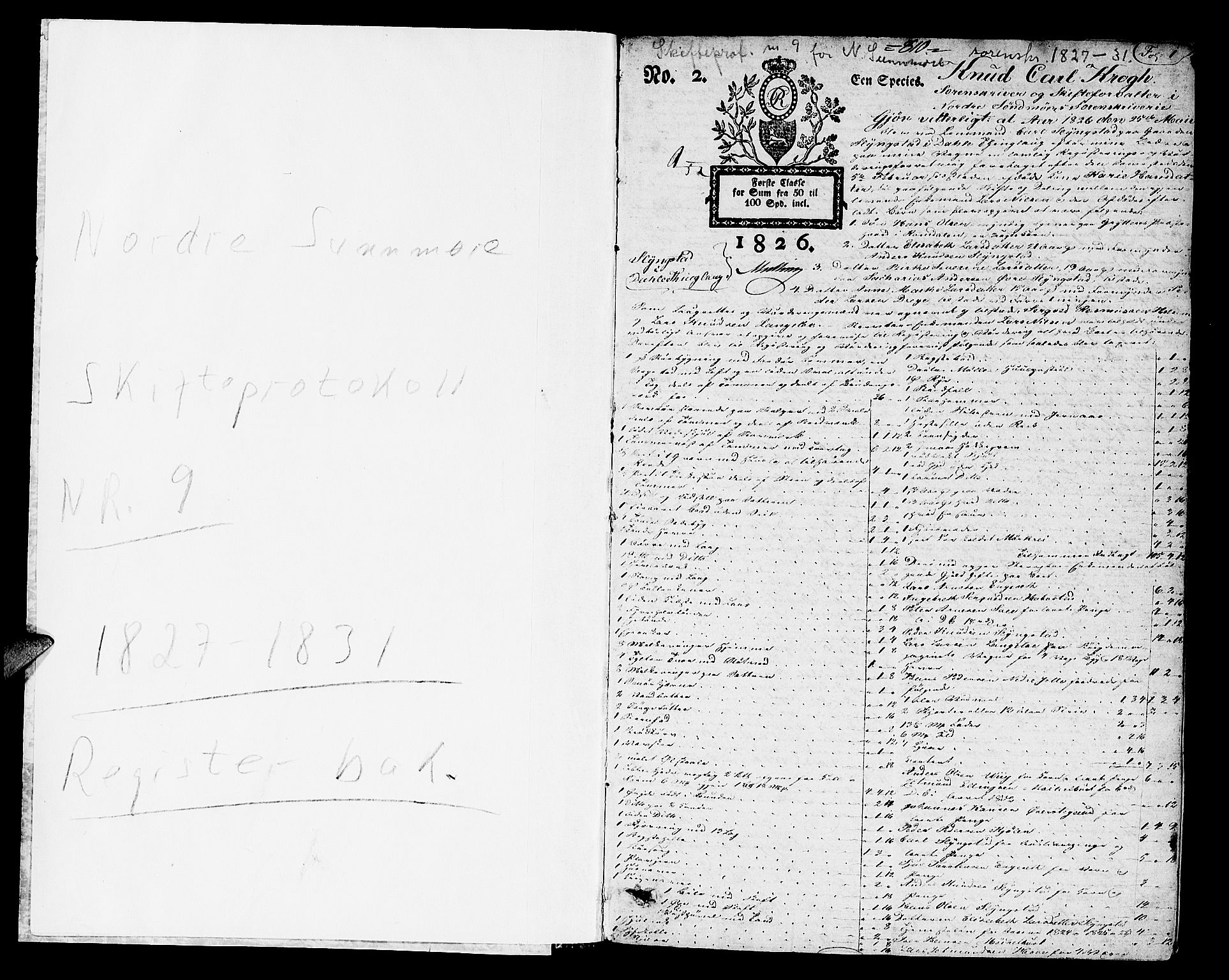 Nordre Sunnmøre sorenskriveri, AV/SAT-A-0006/1/3/3A/L0015: Skifteprotokoll 9, 1827-1831, p. 0b-1a
