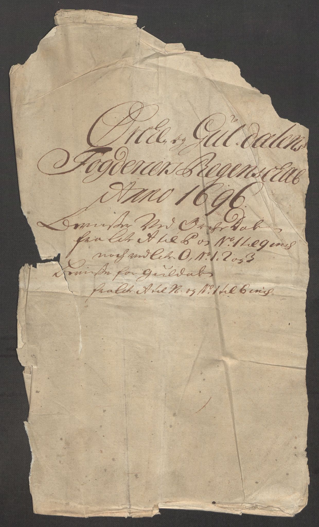 Rentekammeret inntil 1814, Reviderte regnskaper, Fogderegnskap, AV/RA-EA-4092/R60/L3946: Fogderegnskap Orkdal og Gauldal, 1696, p. 244