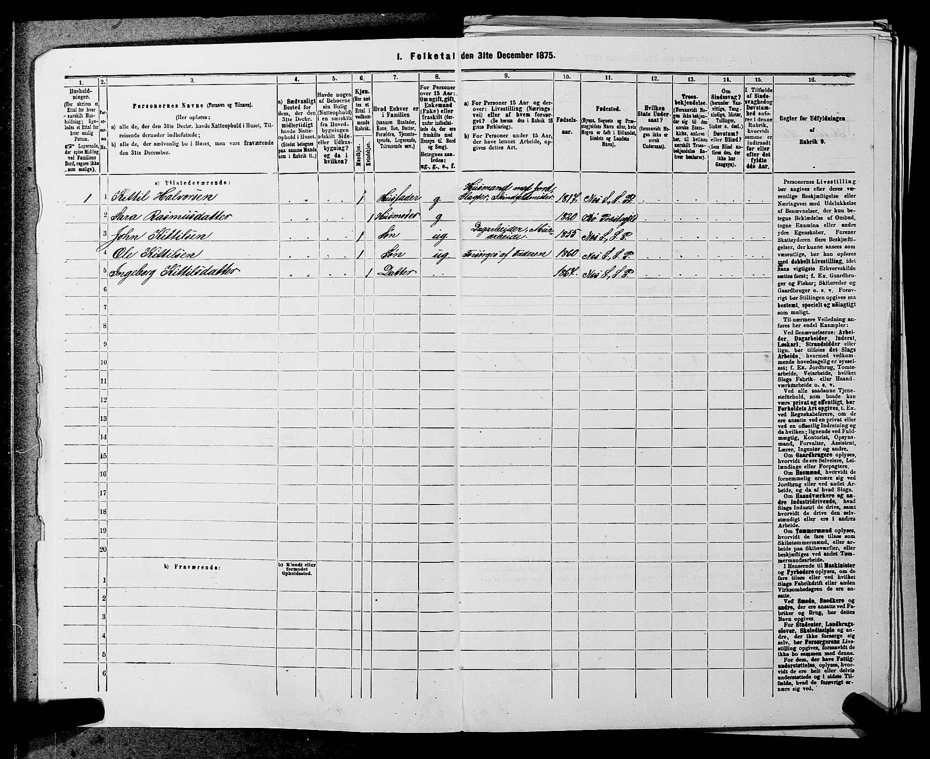 SAKO, 1875 census for 0822P Sauherad, 1875, p. 1174