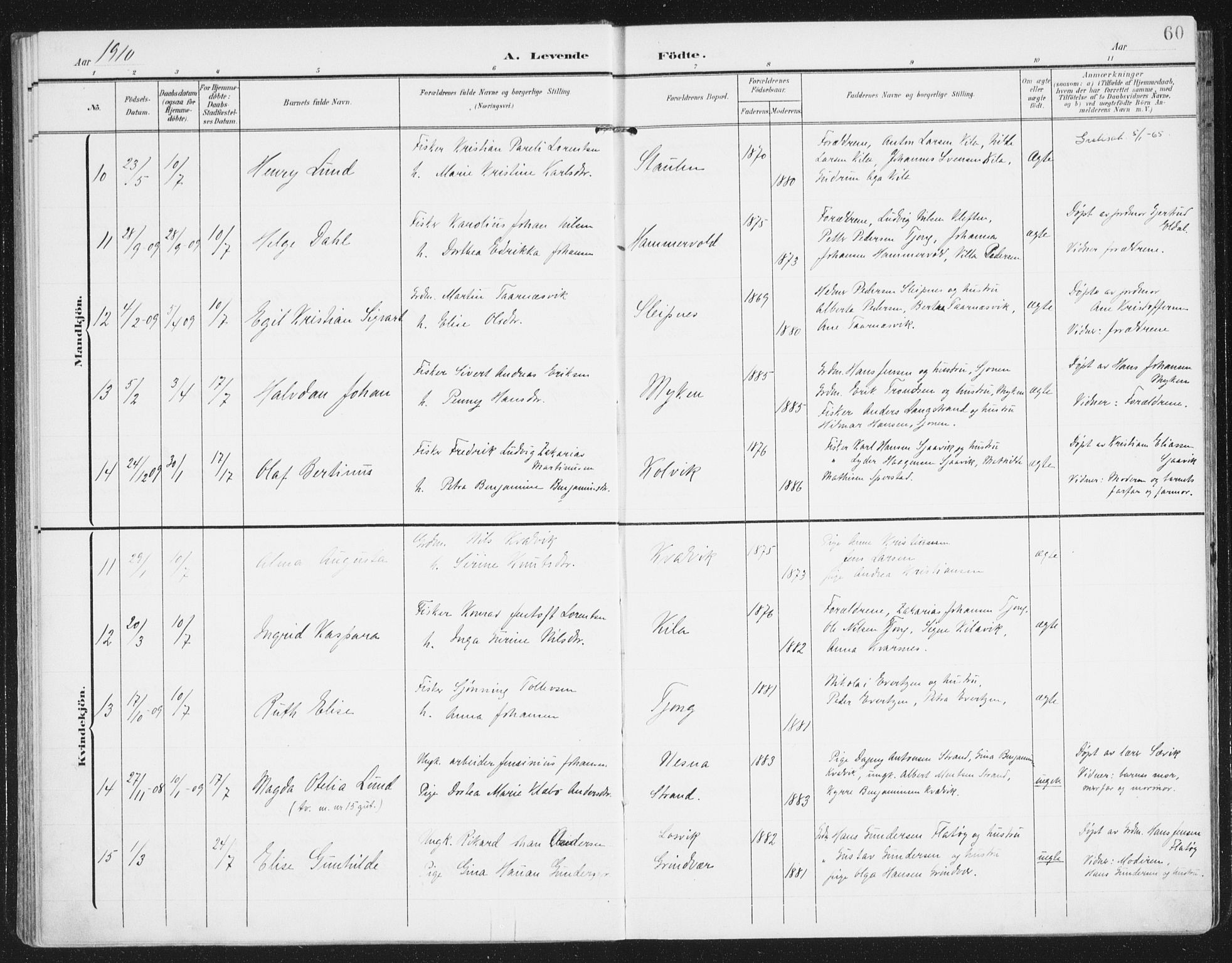 Ministerialprotokoller, klokkerbøker og fødselsregistre - Nordland, AV/SAT-A-1459/841/L0612: Parish register (official) no. 841A15, 1902-1910, p. 60