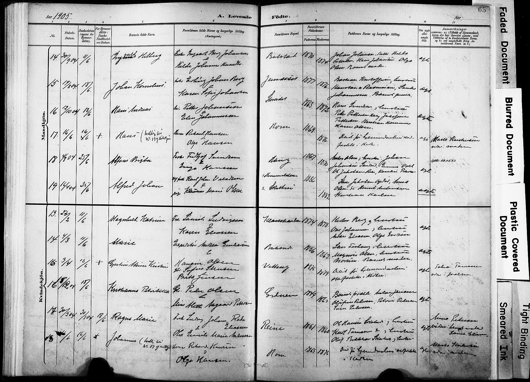 Ministerialprotokoller, klokkerbøker og fødselsregistre - Nordland, SAT/A-1459/881/L1151: Parish register (official) no. 881A04, 1899-1907, p. 65