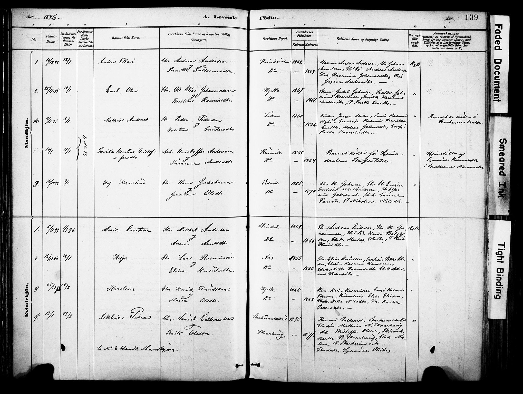 Eid sokneprestembete, SAB/A-82301/H/Haa/Haab/L0001: Parish register (official) no. B 1, 1879-1906, p. 139