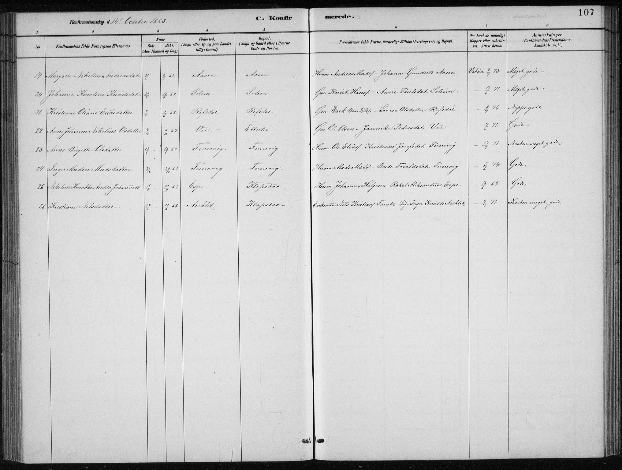 Førde sokneprestembete, SAB/A-79901/H/Hab/Haba/L0002: Parish register (copy) no. A 2, 1881-1898, p. 107