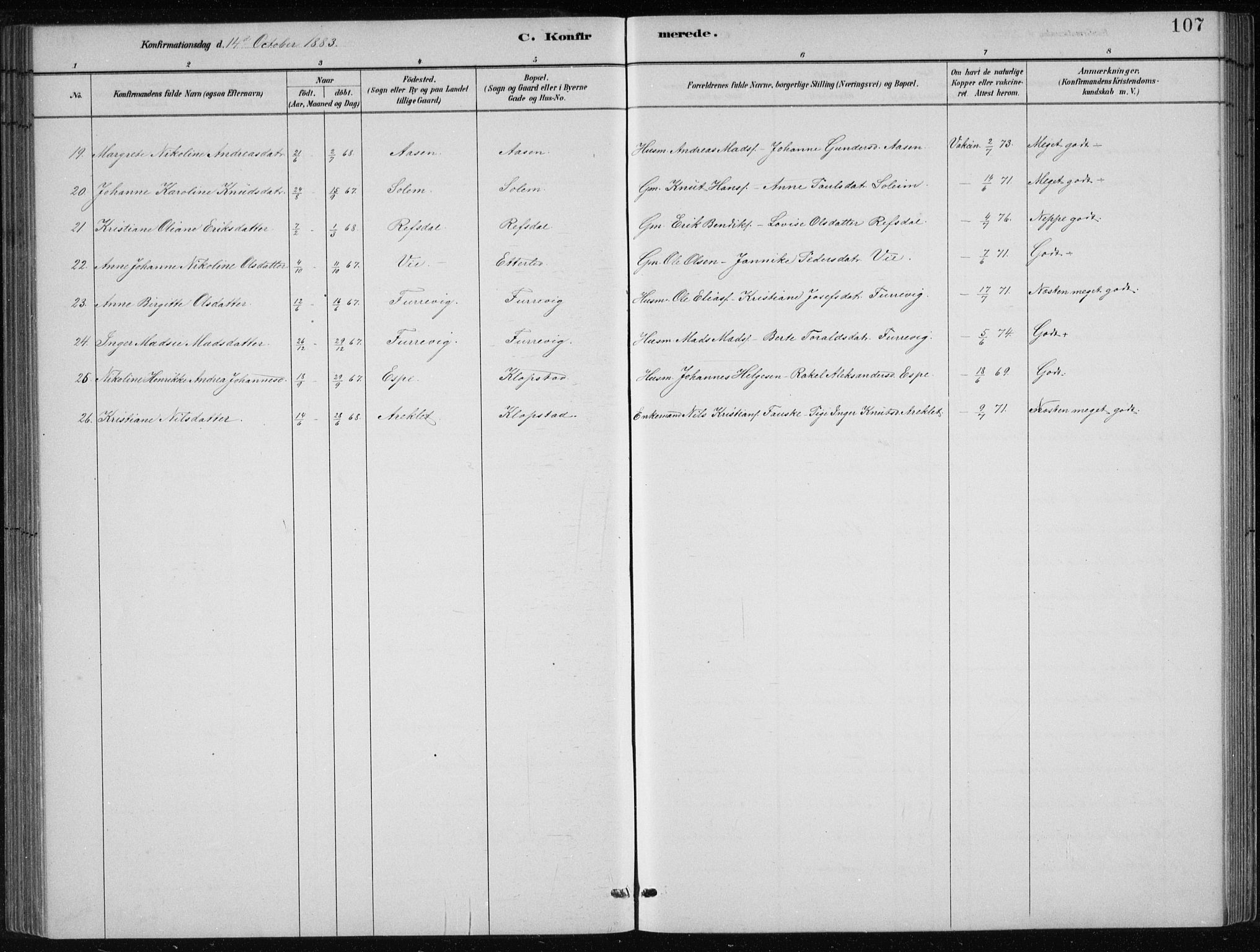 Førde sokneprestembete, AV/SAB-A-79901/H/Hab/Haba/L0002: Parish register (copy) no. A 2, 1881-1898, p. 107