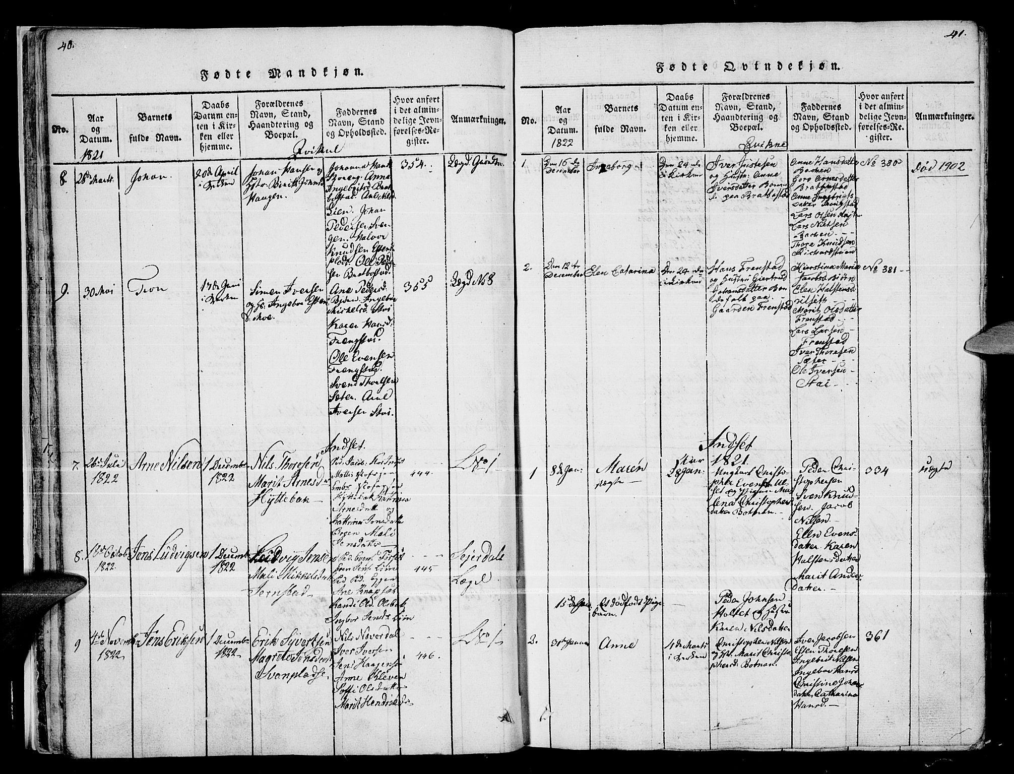 Kvikne prestekontor, AV/SAH-PREST-064/H/Ha/Haa/L0004: Parish register (official) no. 4, 1815-1840, p. 40-41