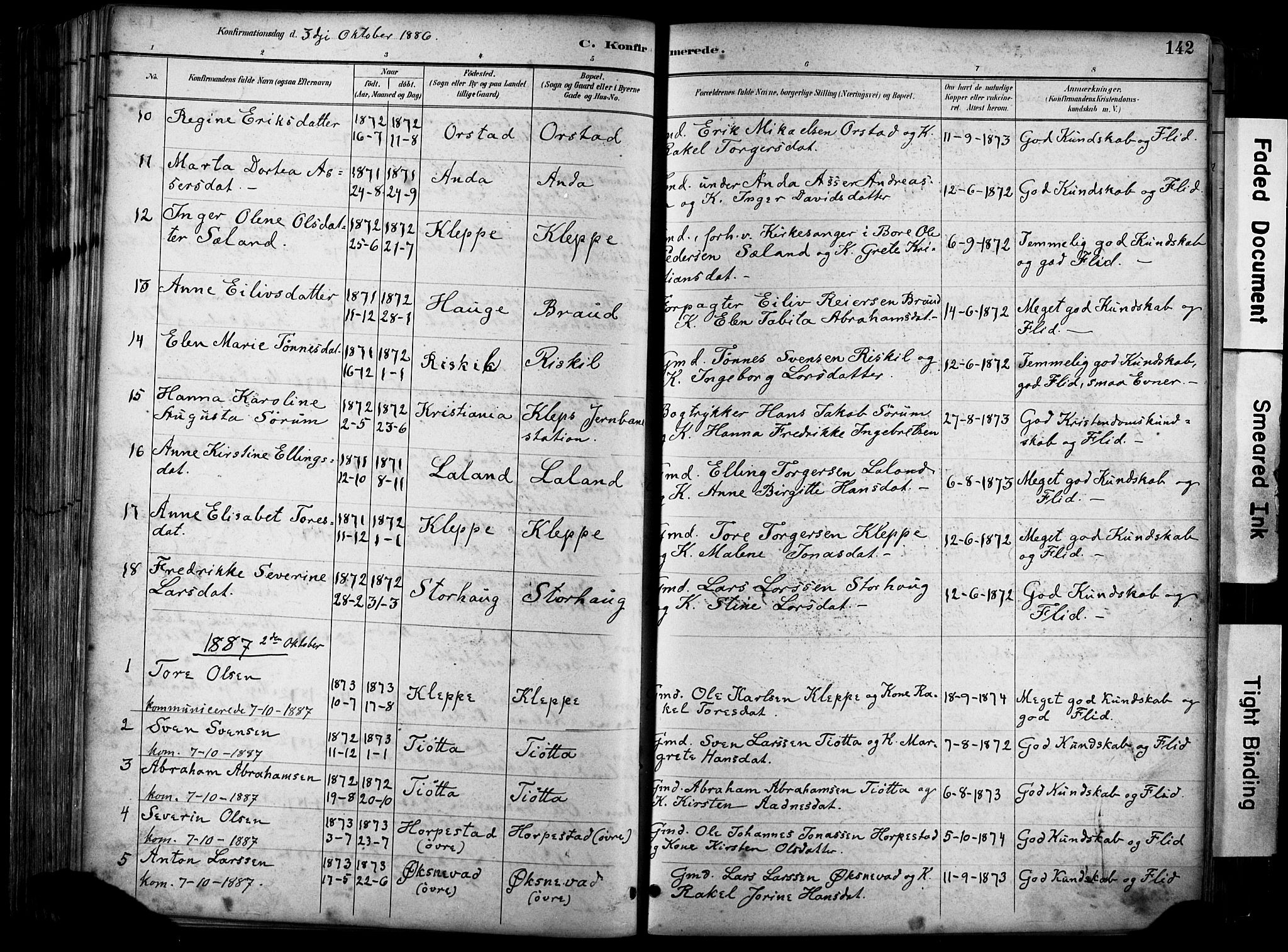 Klepp sokneprestkontor, AV/SAST-A-101803/001/3/30BA/L0009: Parish register (official) no. A 7, 1886-1915, p. 142