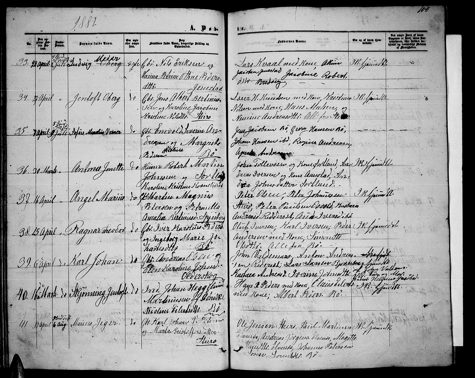 Ministerialprotokoller, klokkerbøker og fødselsregistre - Nordland, AV/SAT-A-1459/895/L1381: Parish register (copy) no. 895C03, 1864-1885, p. 100