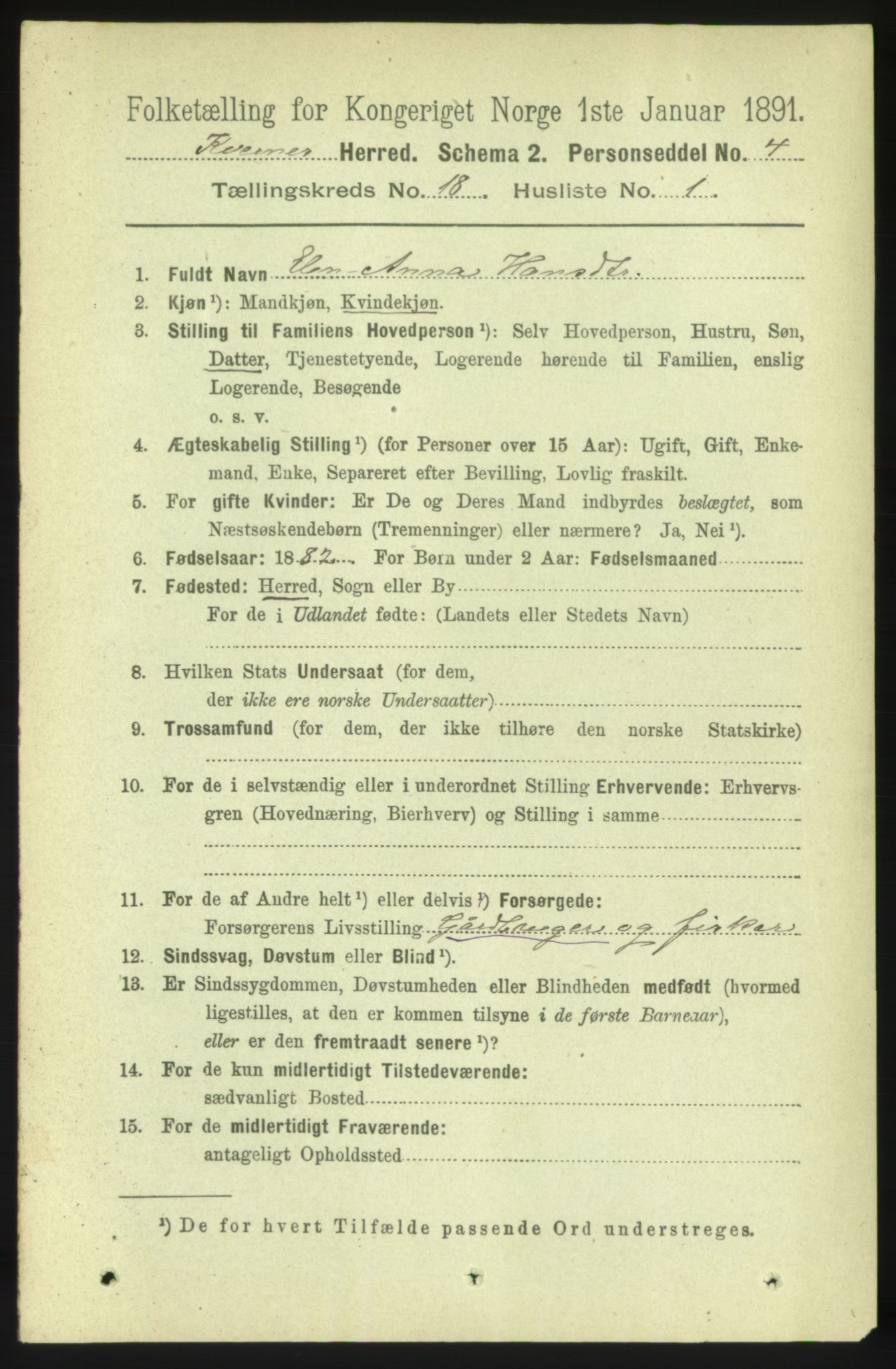 RA, 1891 census for 1553 Kvernes, 1891, p. 7756