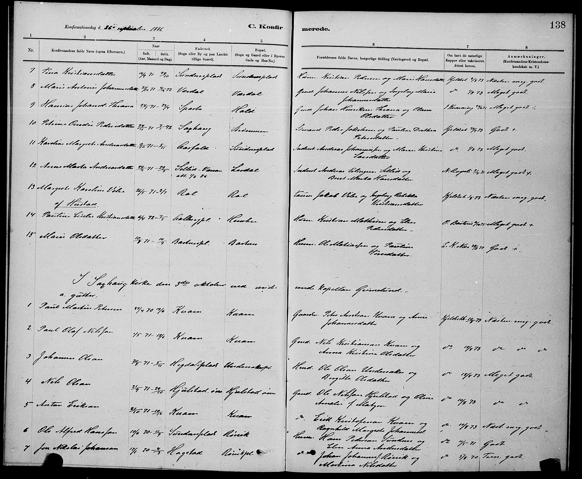 Ministerialprotokoller, klokkerbøker og fødselsregistre - Nord-Trøndelag, AV/SAT-A-1458/730/L0301: Parish register (copy) no. 730C04, 1880-1897, p. 138