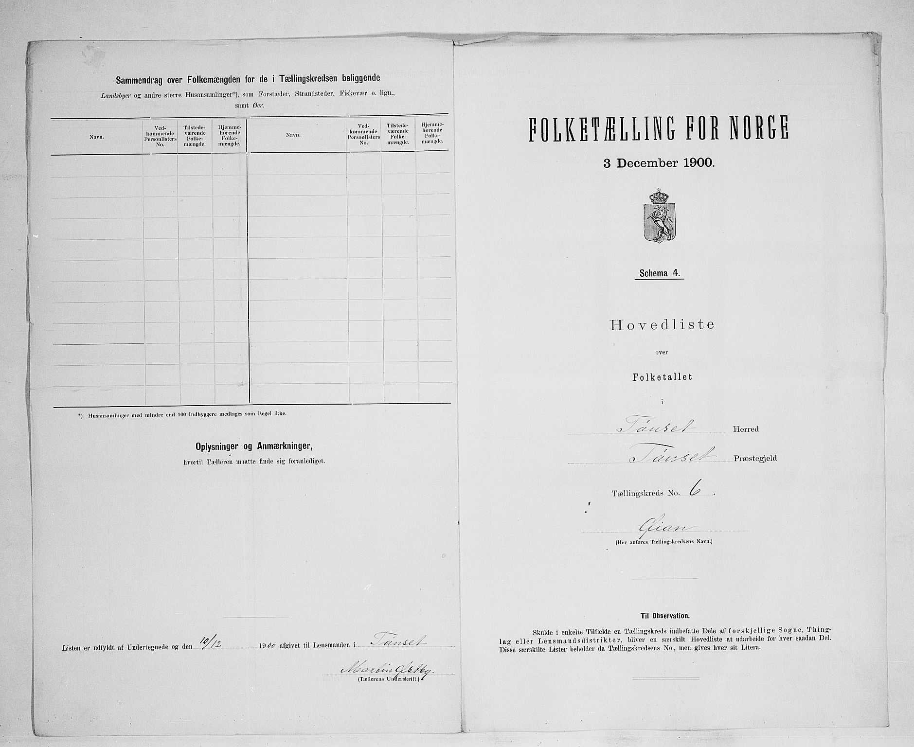 SAH, 1900 census for Tynset, 1900, p. 29