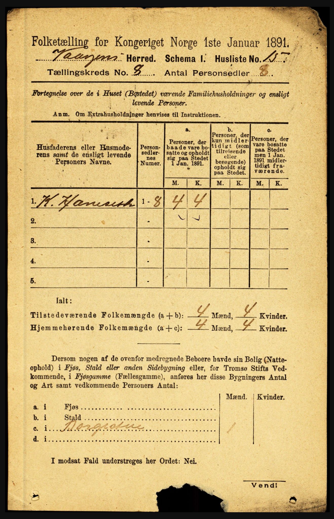 RA, 1891 census for 1865 Vågan, 1891, p. 2088