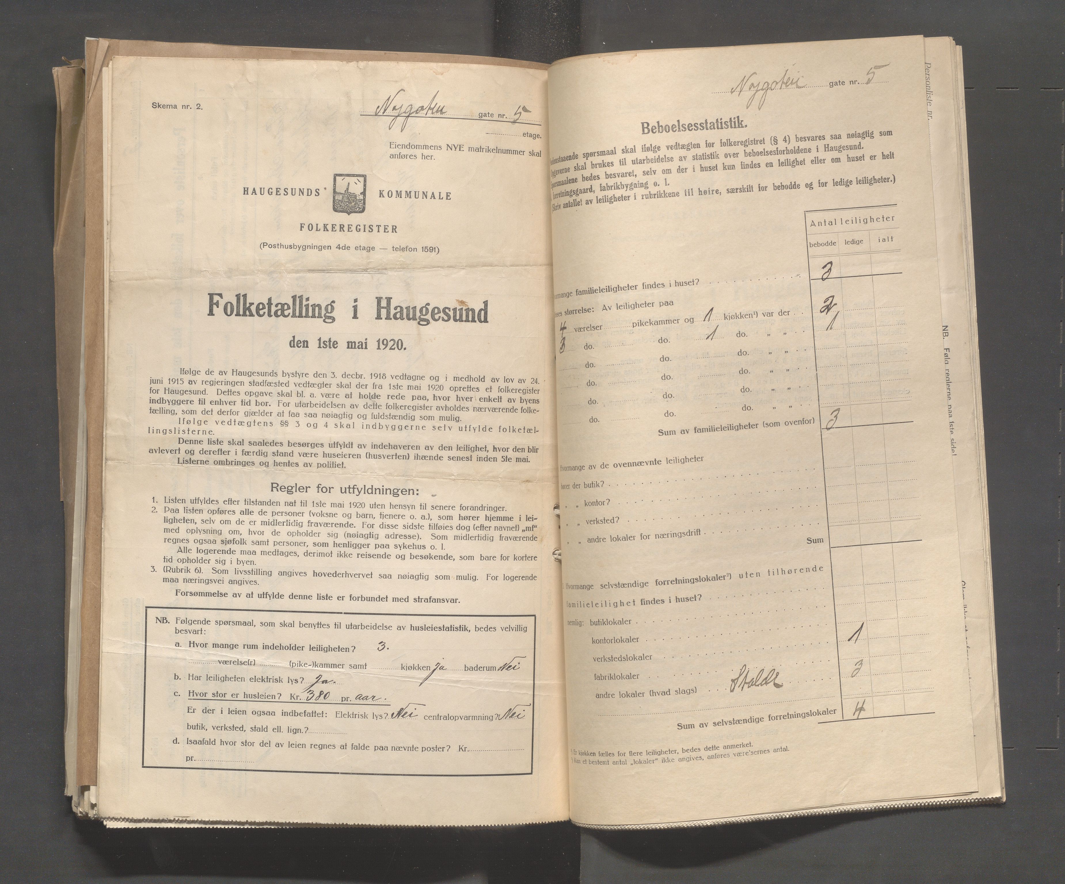 IKAR, Local census 1.5.1920 for Haugesund, 1920, p. 3015