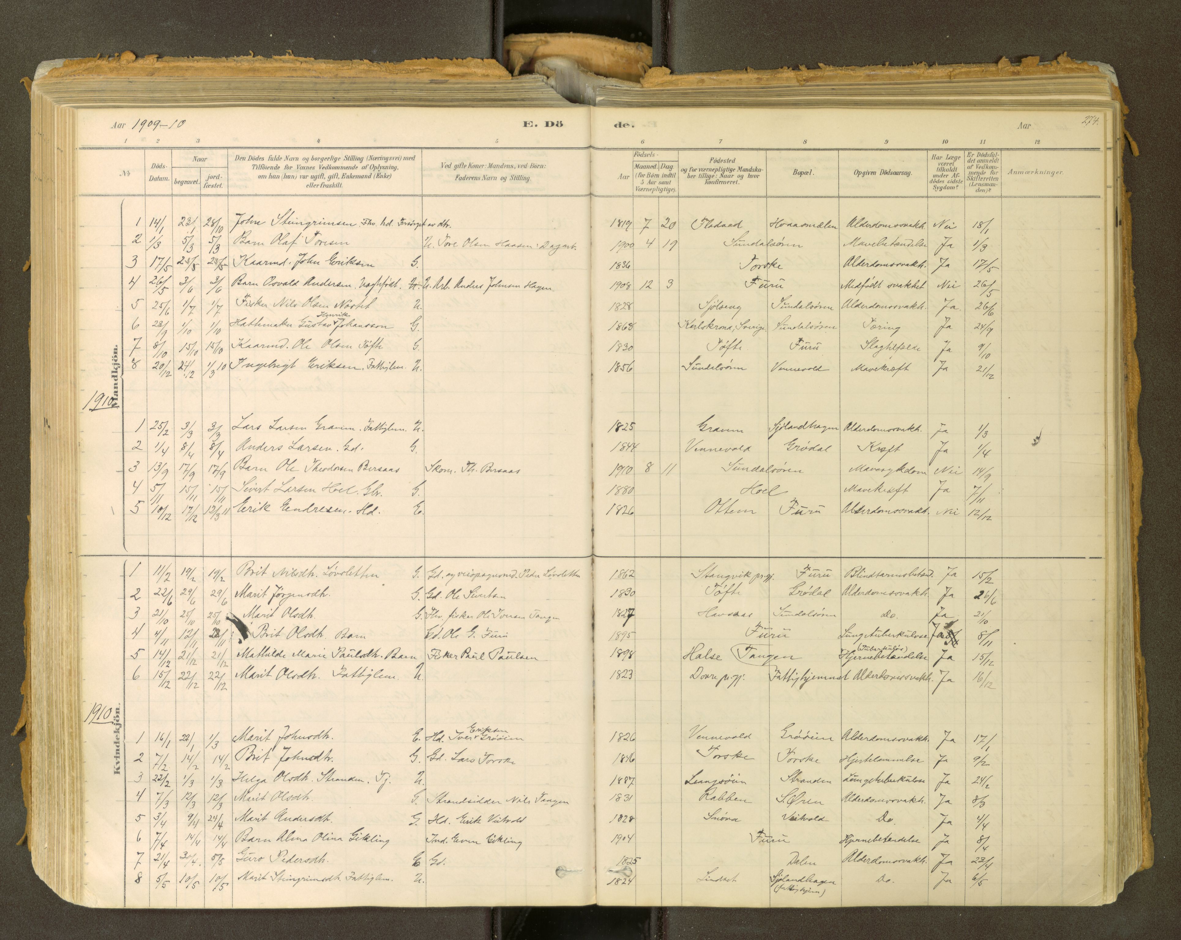 Sunndal sokneprestkontor, SAT/A-1085/1/I/I1/I1a: Parish register (official) no. 2, 1877-1914, p. 274