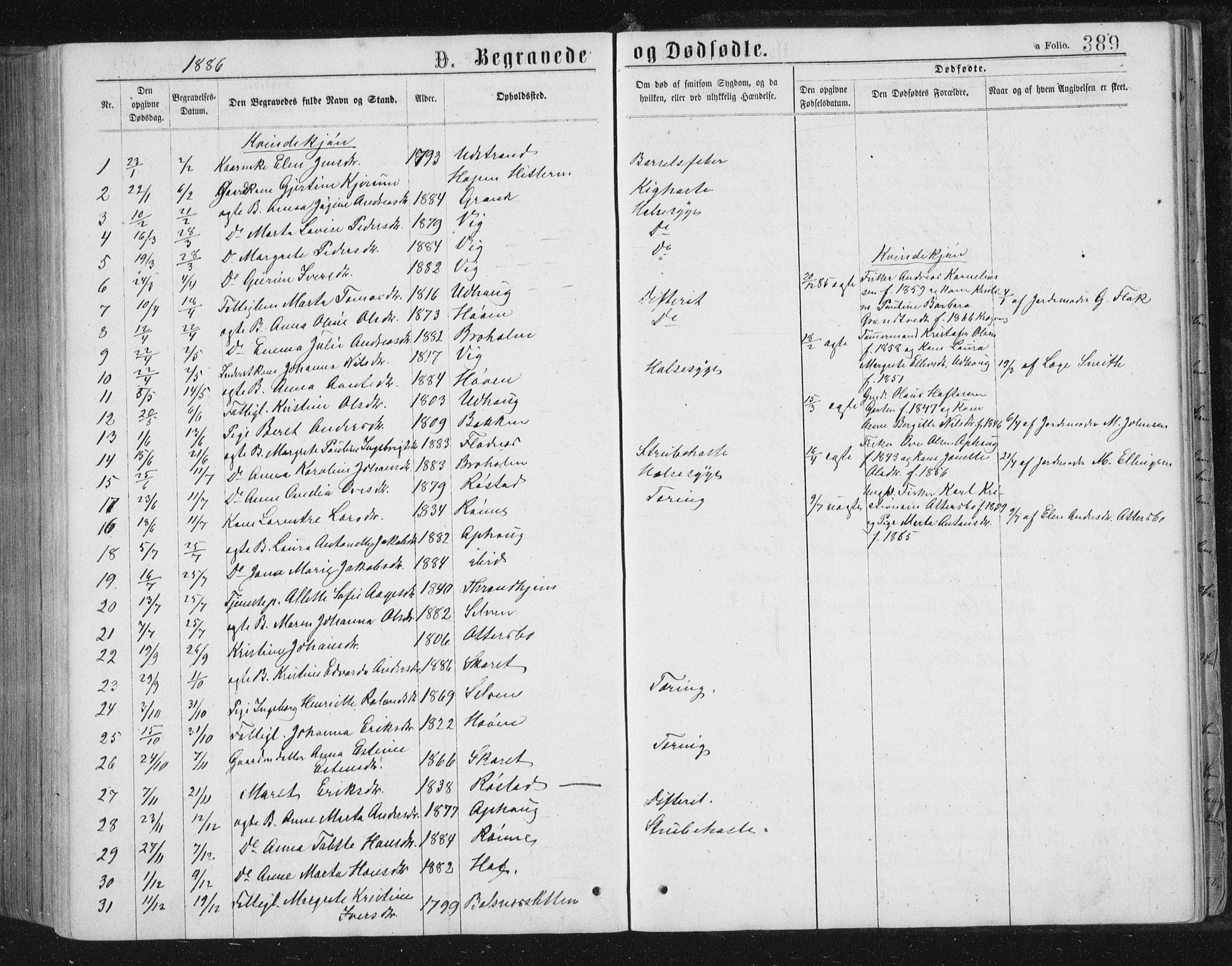Ministerialprotokoller, klokkerbøker og fødselsregistre - Sør-Trøndelag, AV/SAT-A-1456/659/L0745: Parish register (copy) no. 659C02, 1869-1892, p. 389