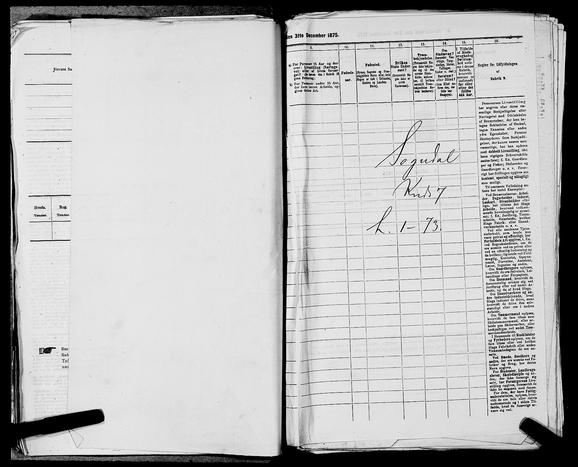 SAST, 1875 census for 1111L Sokndal/Sokndal, 1875, p. 563