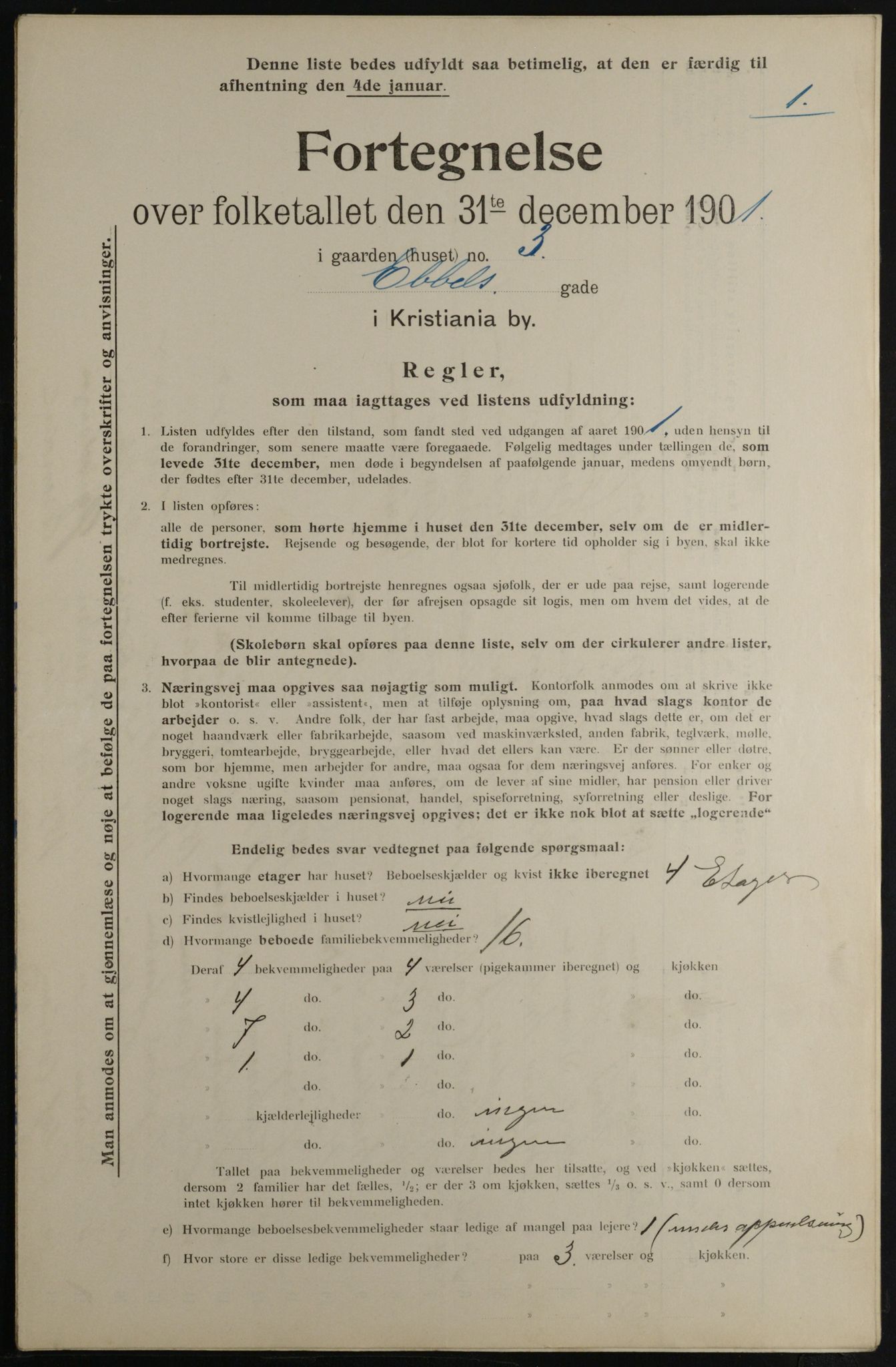 OBA, Municipal Census 1901 for Kristiania, 1901, p. 2934