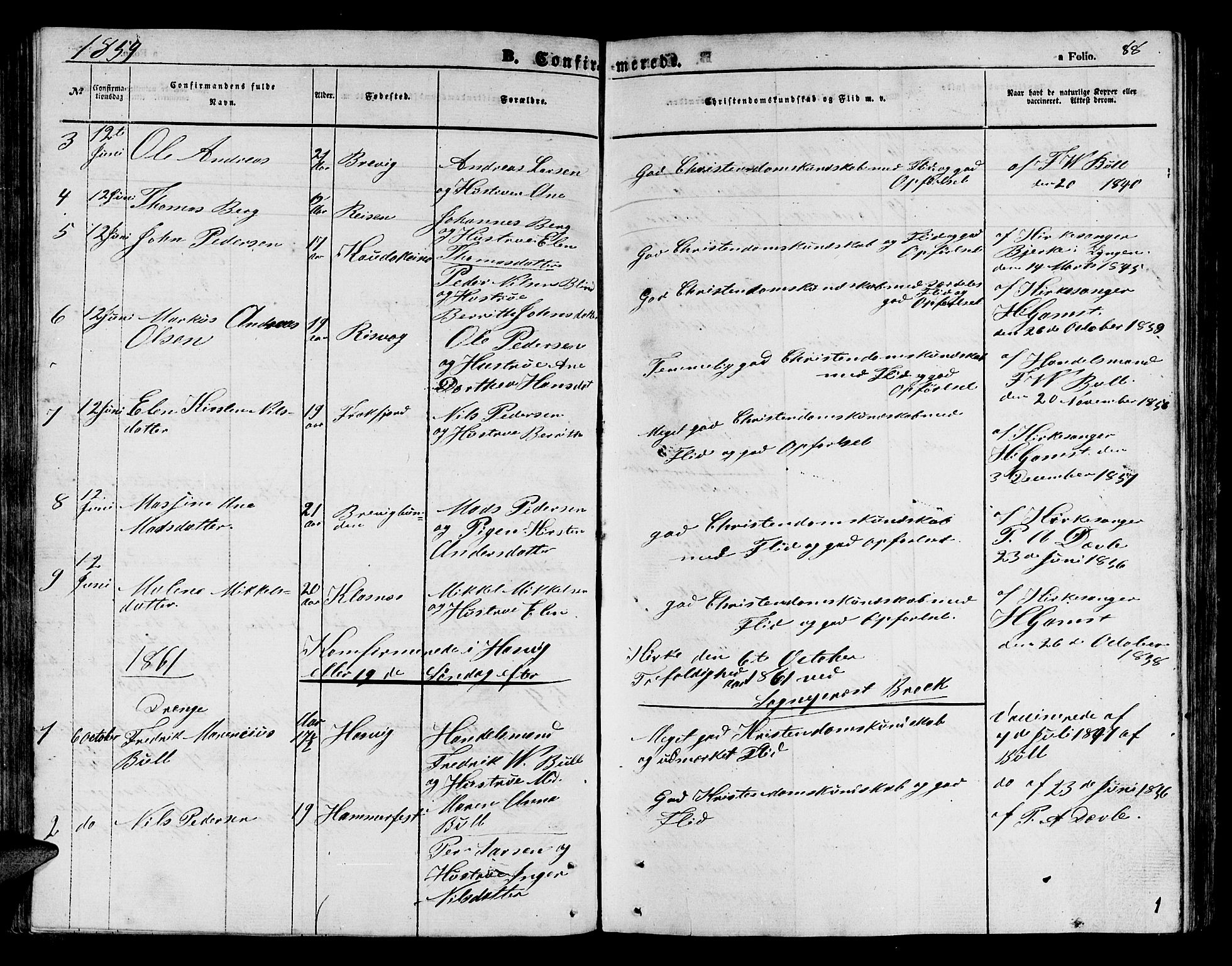 Loppa sokneprestkontor, AV/SATØ-S-1339/H/Hb/L0003klokker: Parish register (copy) no. 3, 1853-1880, p. 88