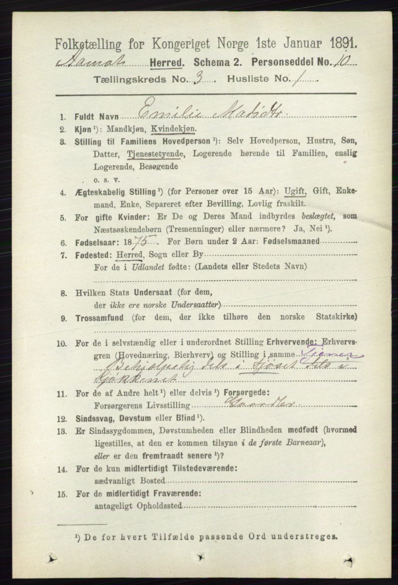 RA, 1891 census for 0429 Åmot, 1891, p. 1501