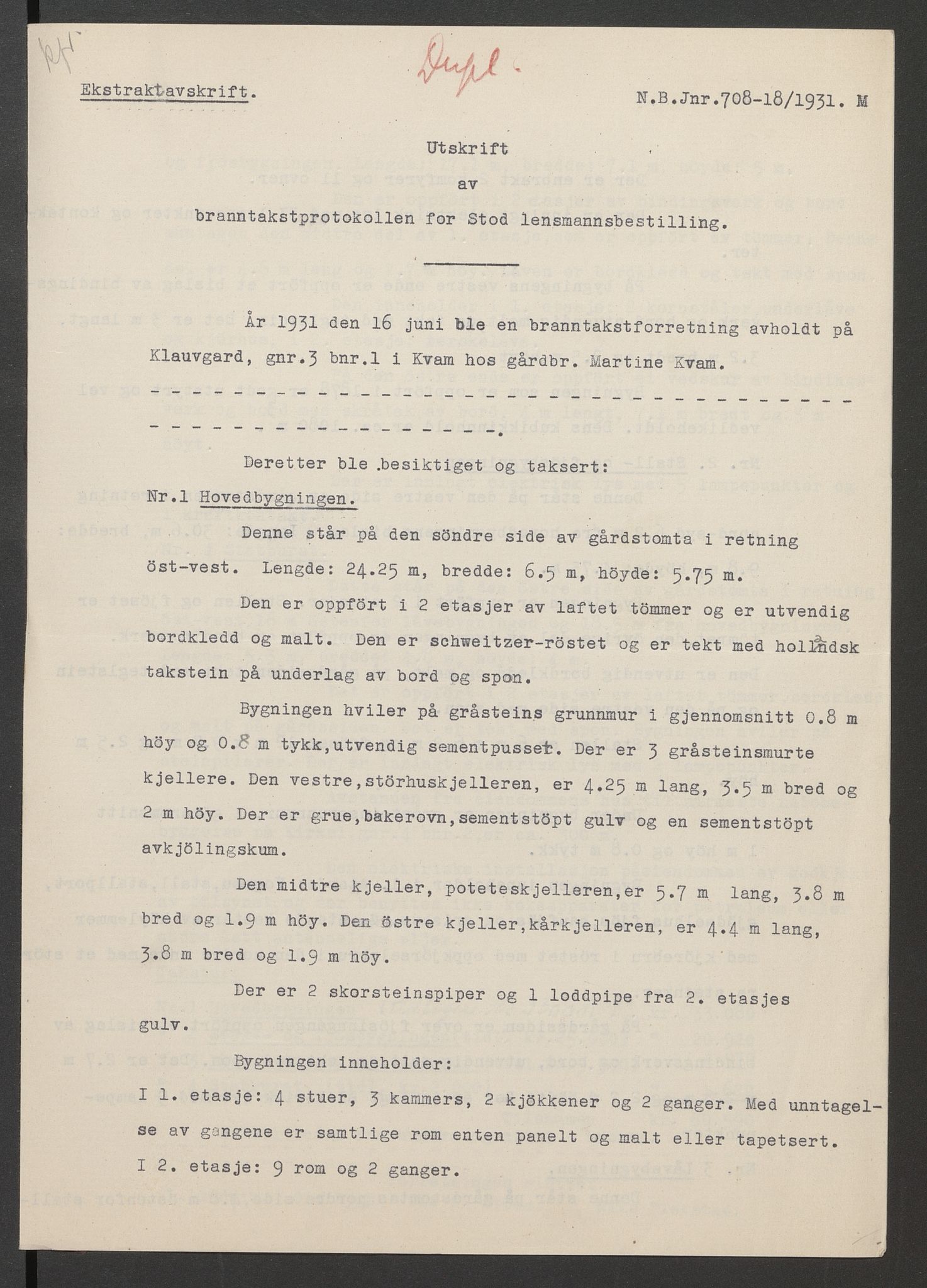 Stod lensmannskontor, AV/SAT-A-5914/T/L0134: Branntakstprotokoll, Stod og Kvam, 1903-1953
