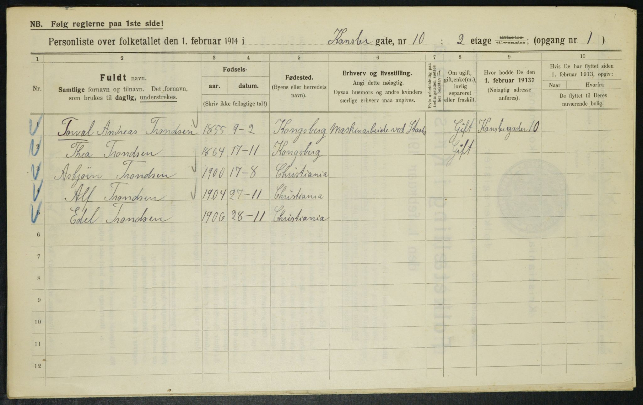 OBA, Municipal Census 1914 for Kristiania, 1914, p. 48104