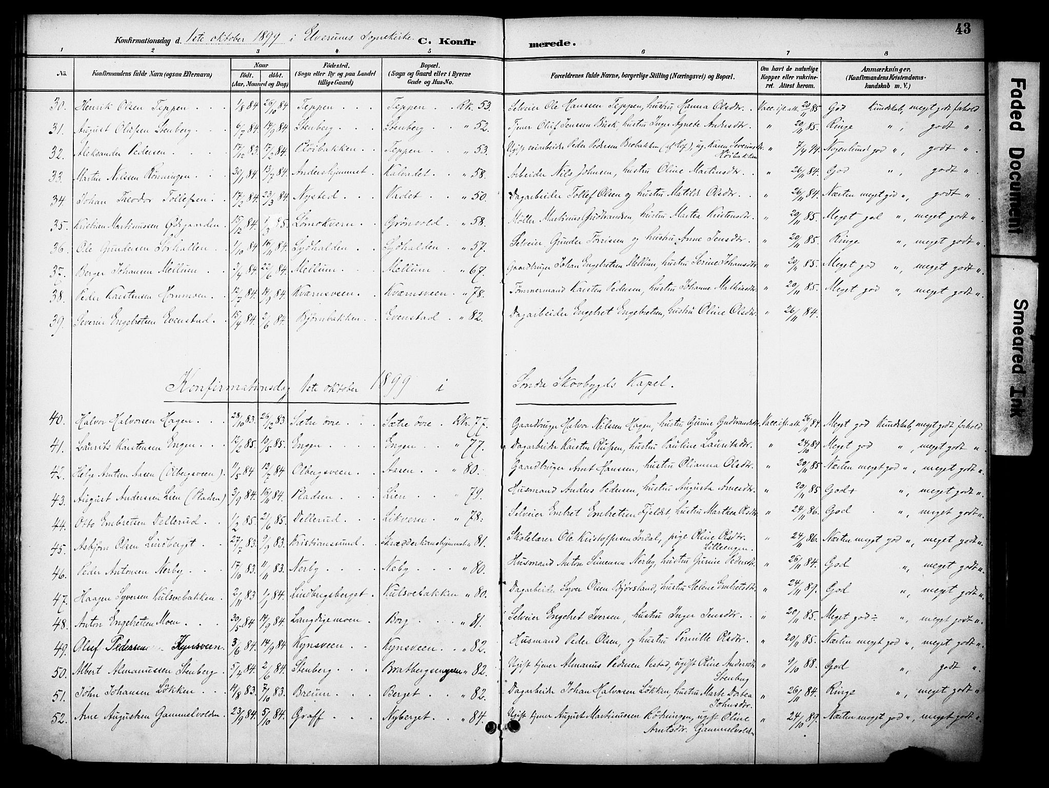 Elverum prestekontor, AV/SAH-PREST-044/H/Ha/Haa/L0015: Parish register (official) no. 15, 1893-1913, p. 43