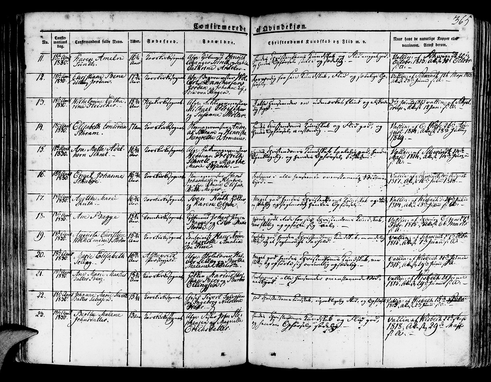 Korskirken sokneprestembete, AV/SAB-A-76101/H/Haa/L0014: Parish register (official) no. A 14, 1823-1835, p. 365