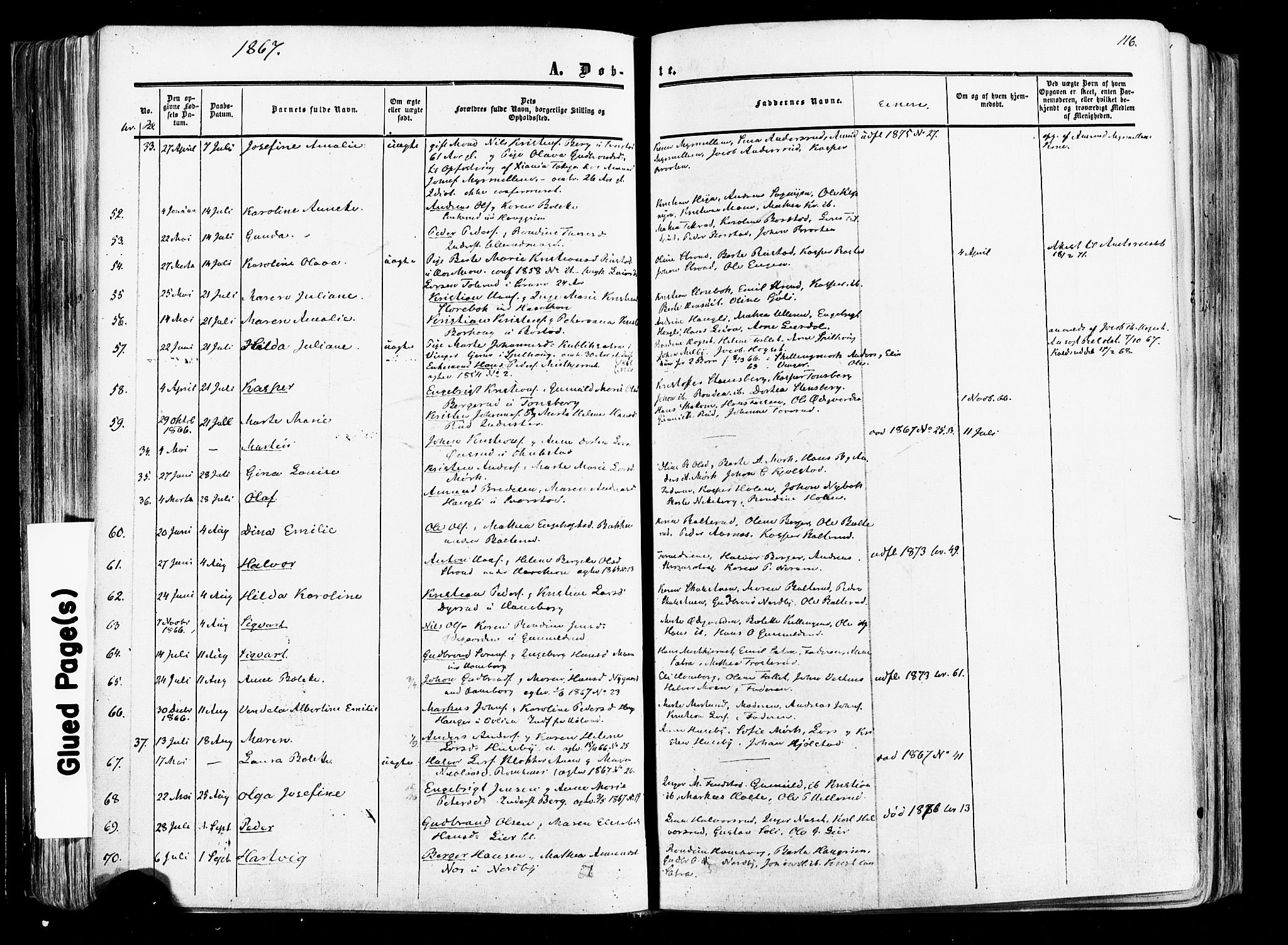 Aurskog prestekontor Kirkebøker, SAO/A-10304a/F/Fa/L0007: Parish register (official) no. I 7, 1854-1877, p. 116