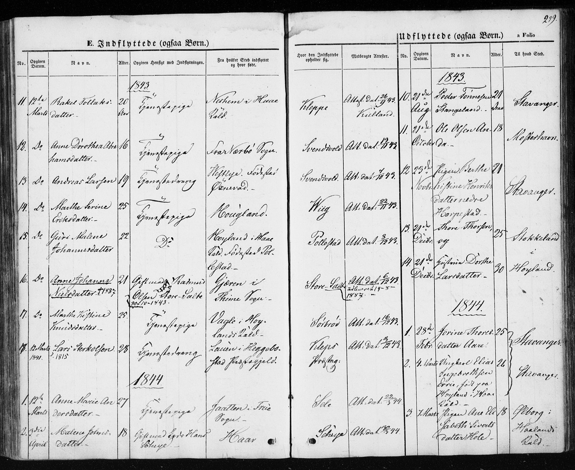Klepp sokneprestkontor, SAST/A-101803/001/3/30BA/L0004: Parish register (official) no. A 4, 1842-1852, p. 259