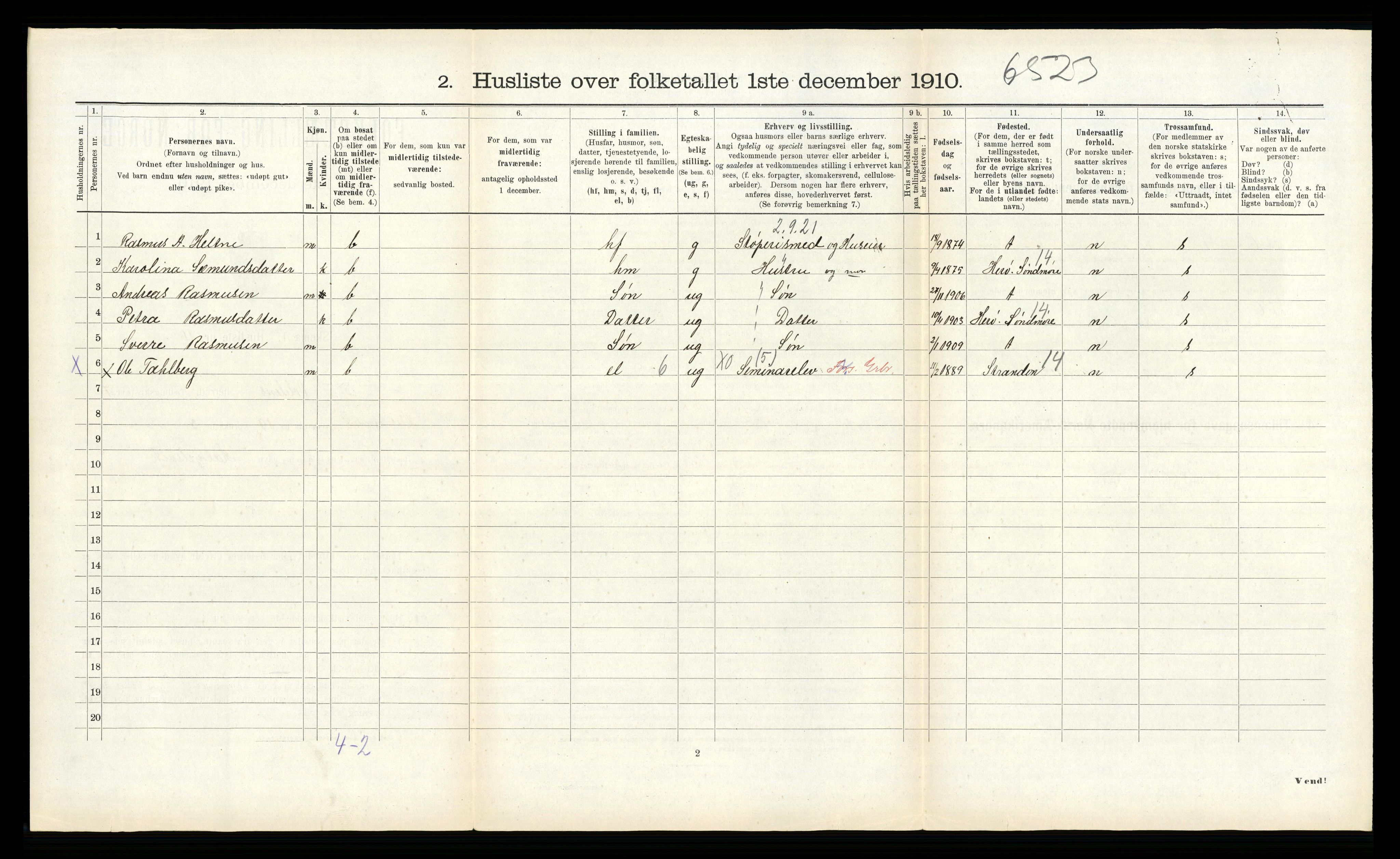 RA, 1910 census for Volda, 1910, p. 545