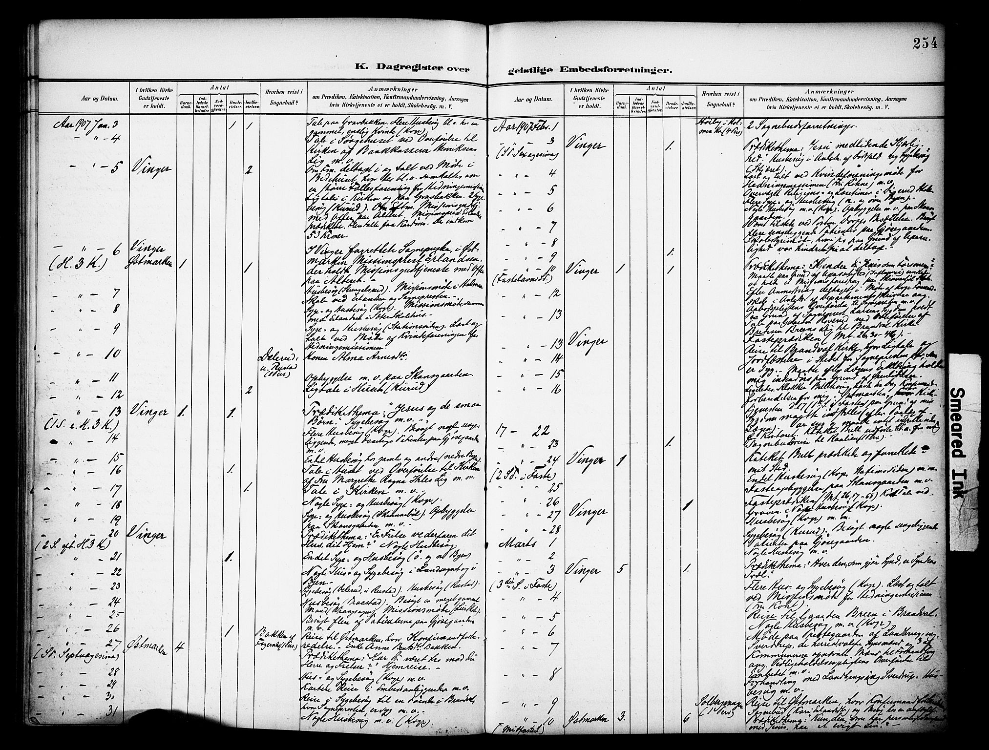 Vinger prestekontor, AV/SAH-PREST-024/H/Ha/Haa/L0016: Parish register (official) no. 16, 1898-1920, p. 254