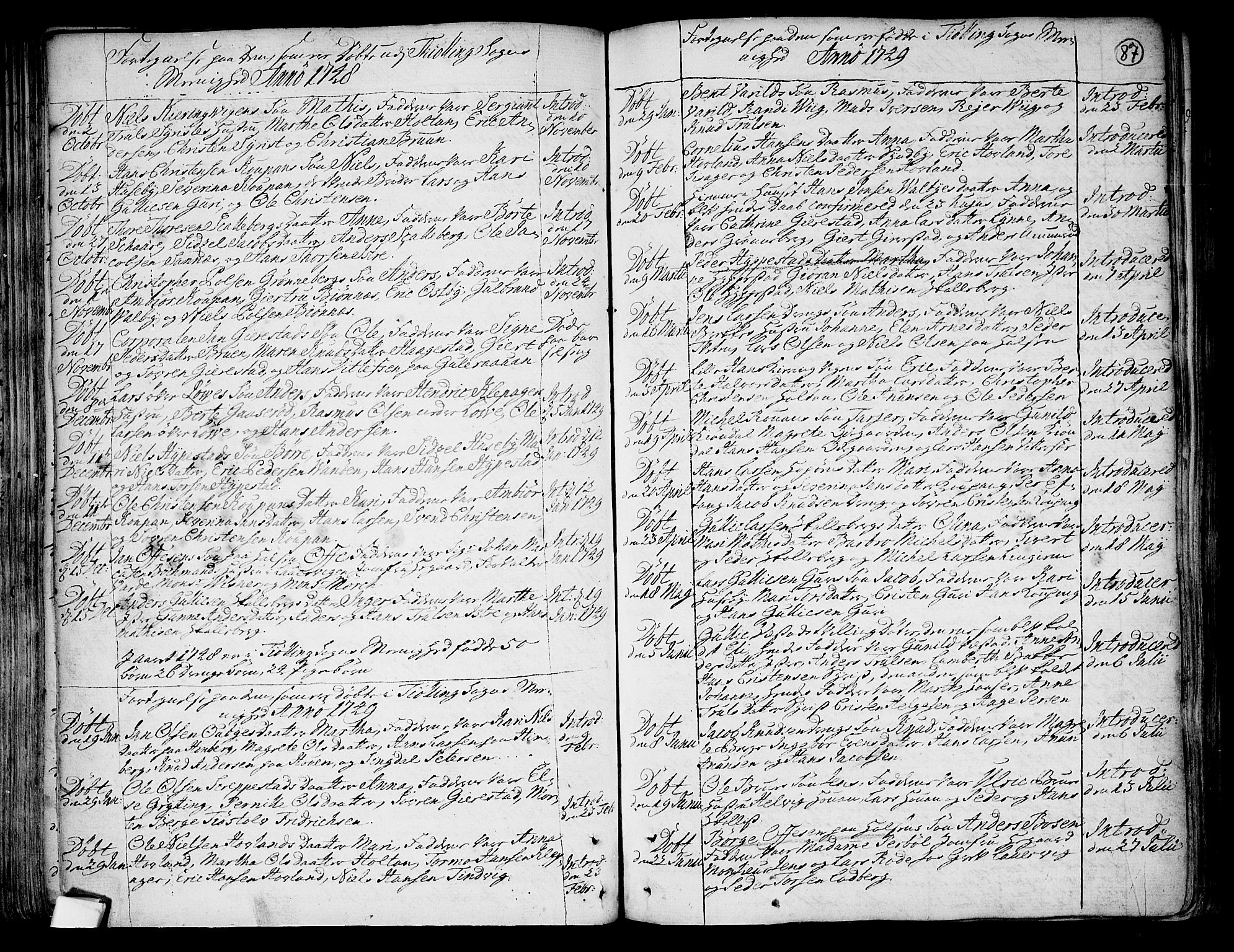 Tjølling kirkebøker, AV/SAKO-A-60/F/Fa/L0003: Parish register (official) no. 3, 1735-1778, p. 87