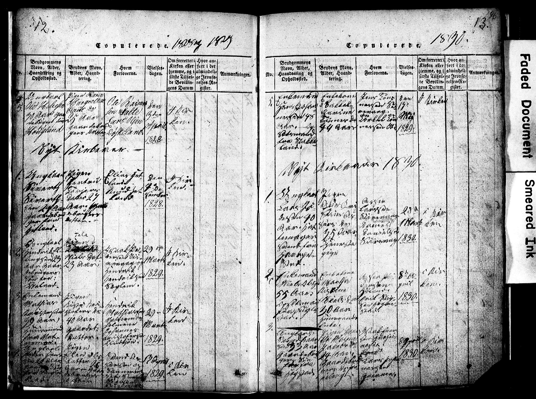 Eigersund sokneprestkontor, SAST/A-101807/S09/L0002: Parish register (copy) no. B 2, 1816-1847, p. 12-13