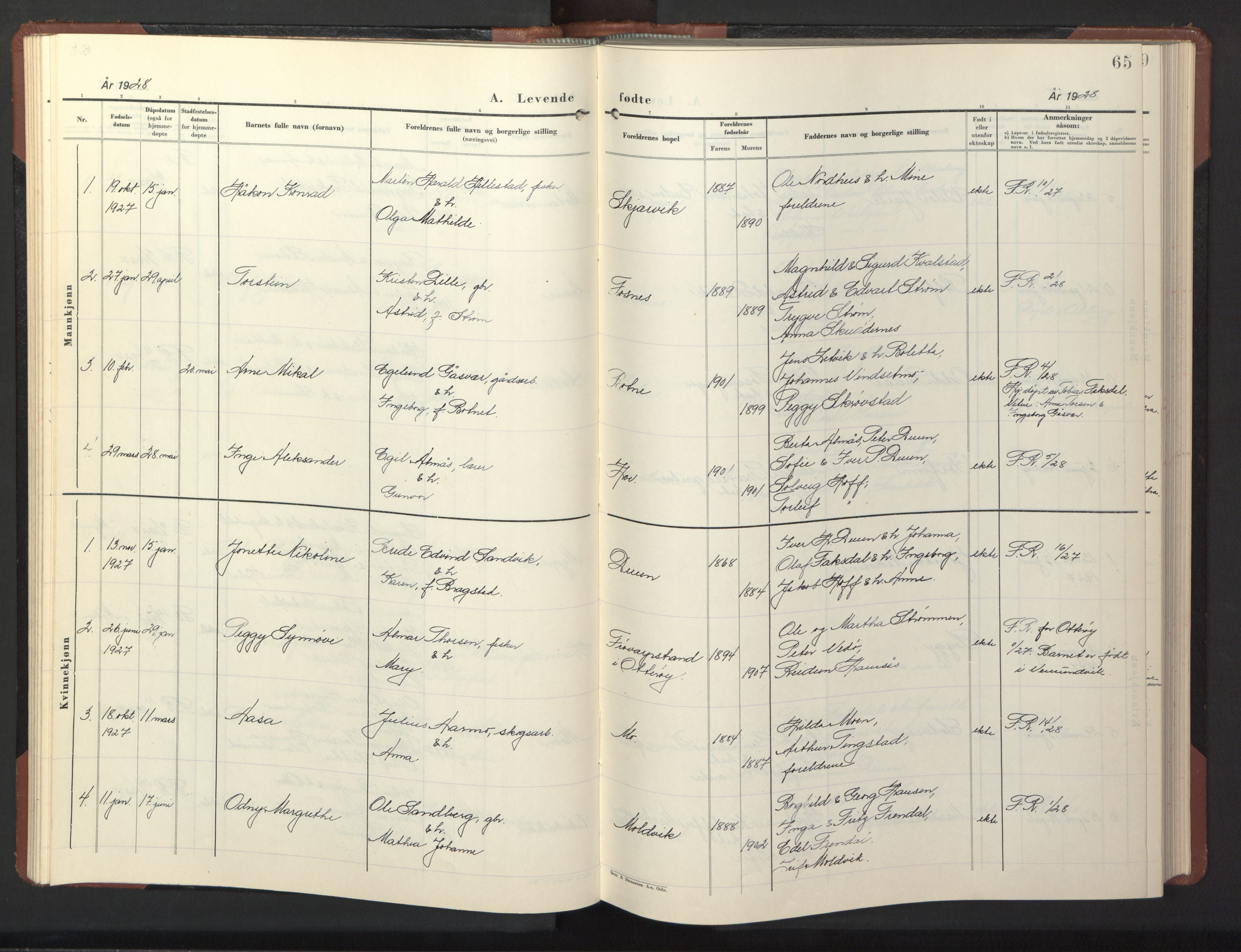 Ministerialprotokoller, klokkerbøker og fødselsregistre - Nord-Trøndelag, SAT/A-1458/773/L0625: Parish register (copy) no. 773C01, 1910-1952, p. 65
