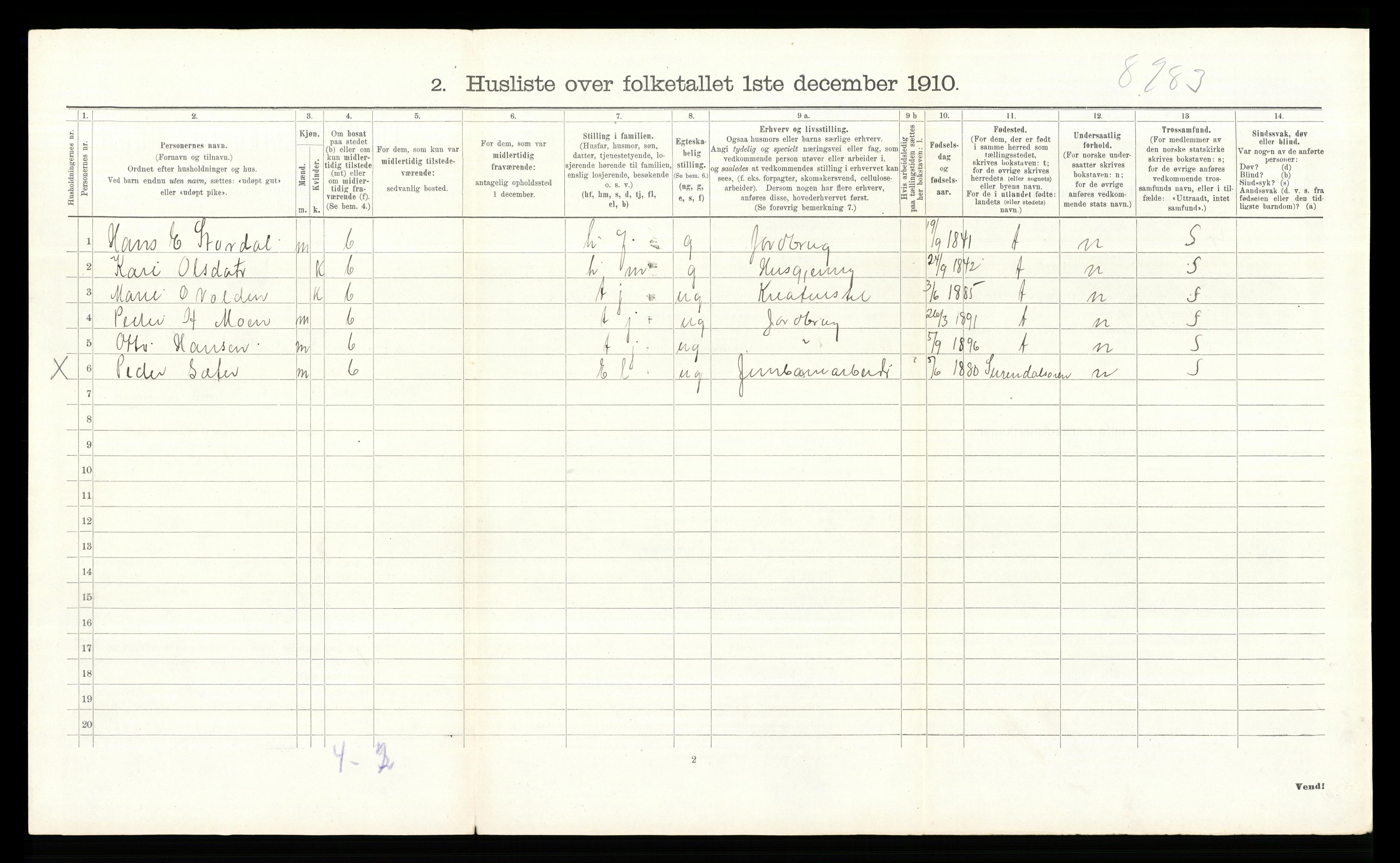 RA, 1910 census for Dovre, 1910, p. 672