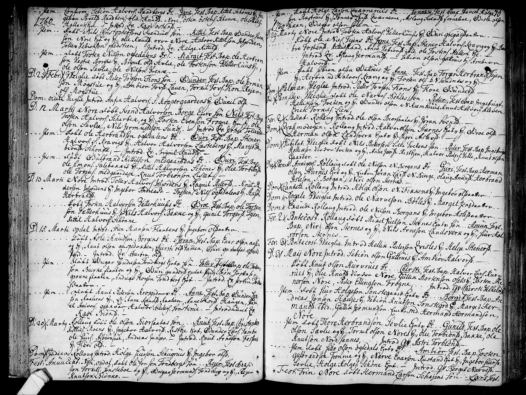 Rollag kirkebøker, SAKO/A-240/F/Fa/L0003: Parish register (official) no. I 3, 1743-1778, p. 70