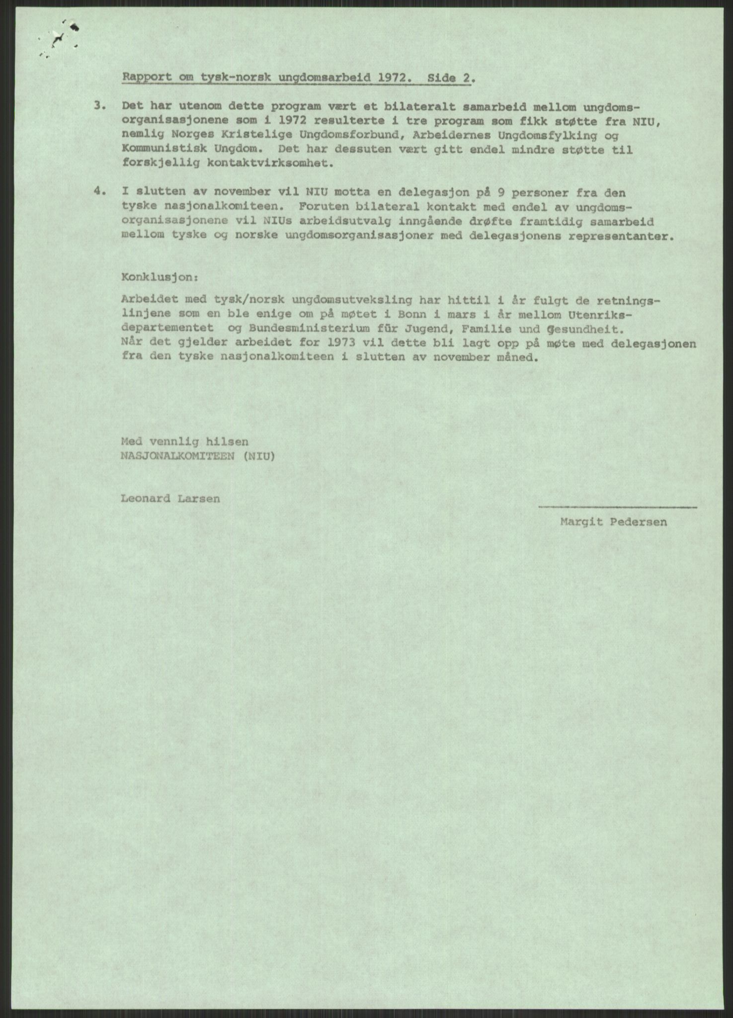 Landsrådet for Norges barne- og ungdomsorganisasjoner (LNU), AV/RA-PA-0691/D/Da/L0081/0004: -- / Tysk-norsk kulturavtale, 1972