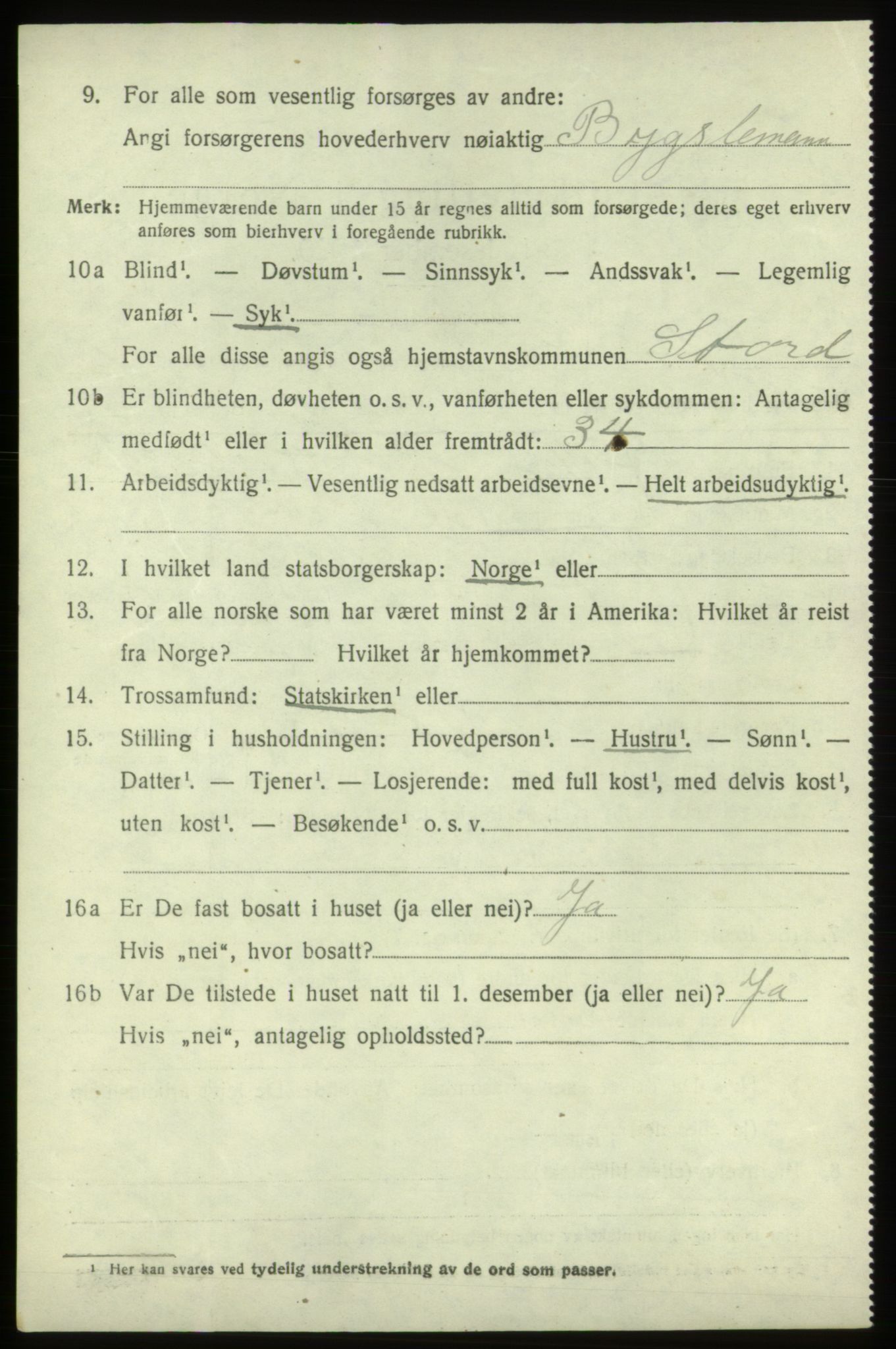 SAB, 1920 census for Stord, 1920, p. 8196