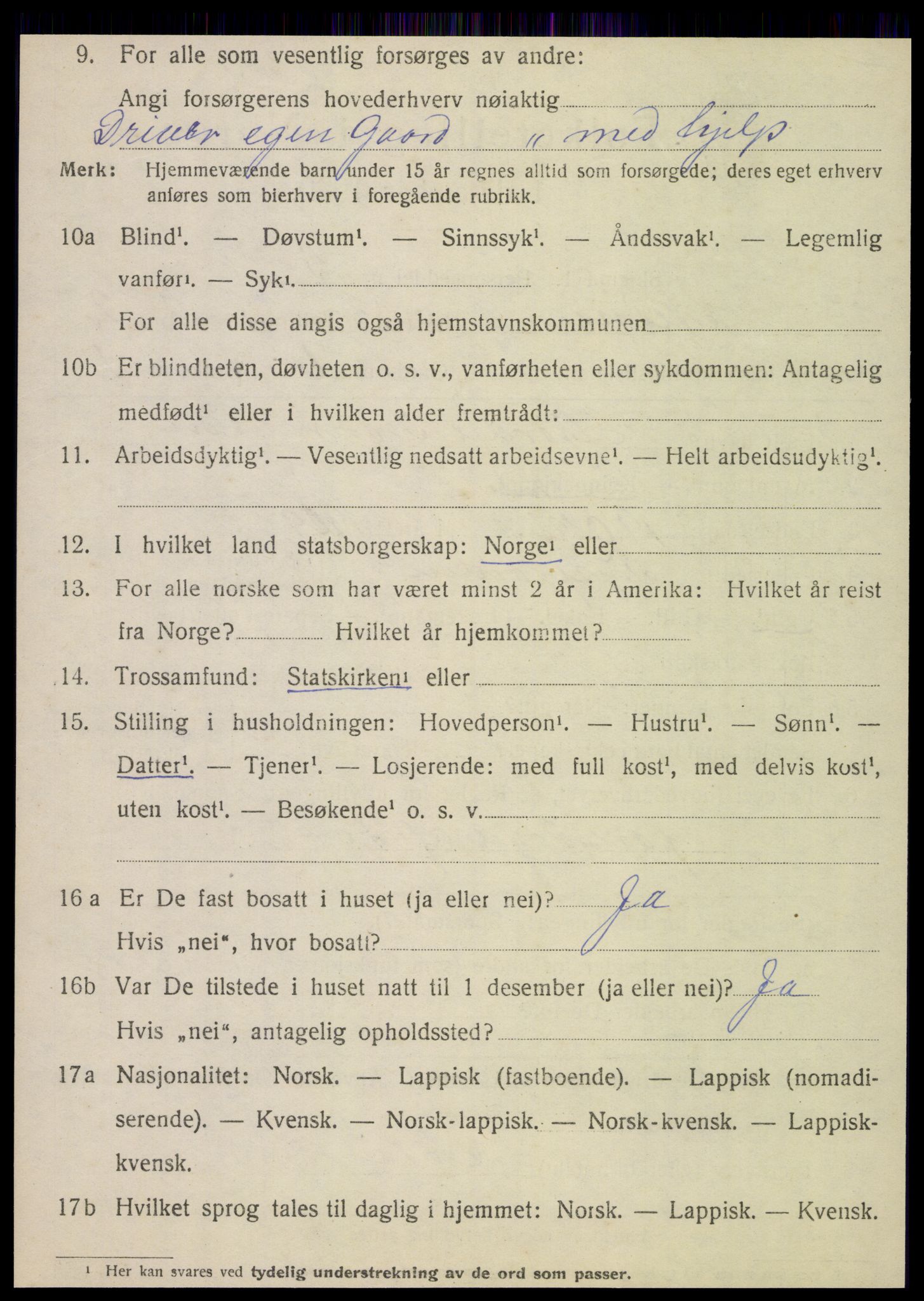 SAT, 1920 census for Nesna, 1920, p. 1736