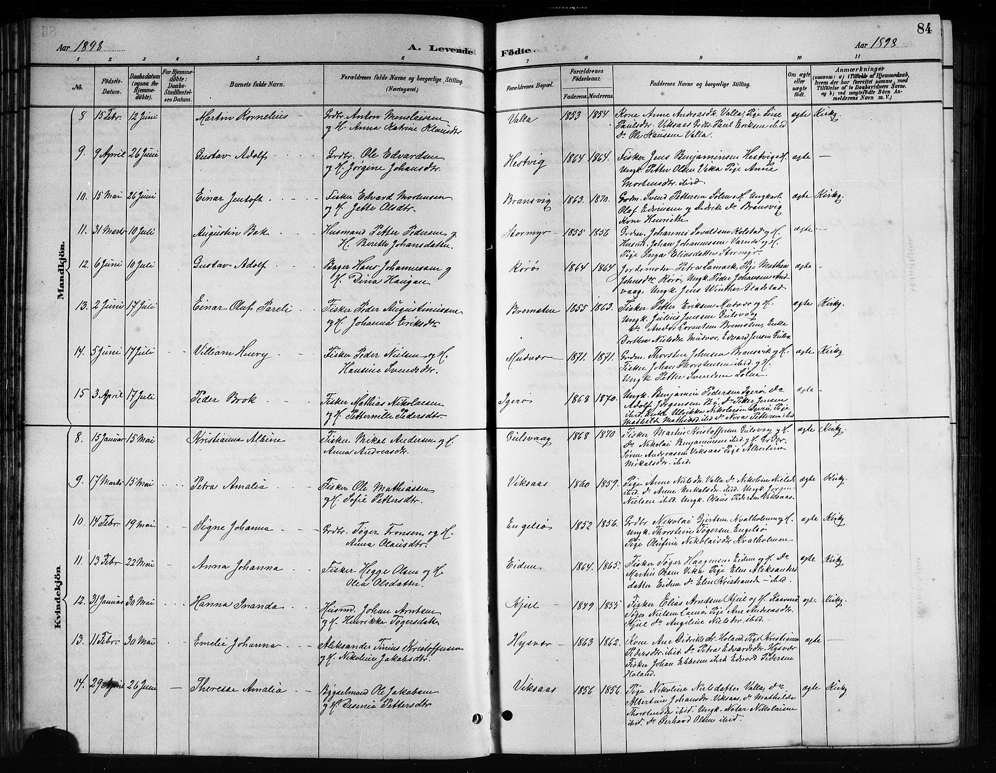 Ministerialprotokoller, klokkerbøker og fødselsregistre - Nordland, AV/SAT-A-1459/816/L0253: Parish register (copy) no. 816C03, 1886-1905, p. 84