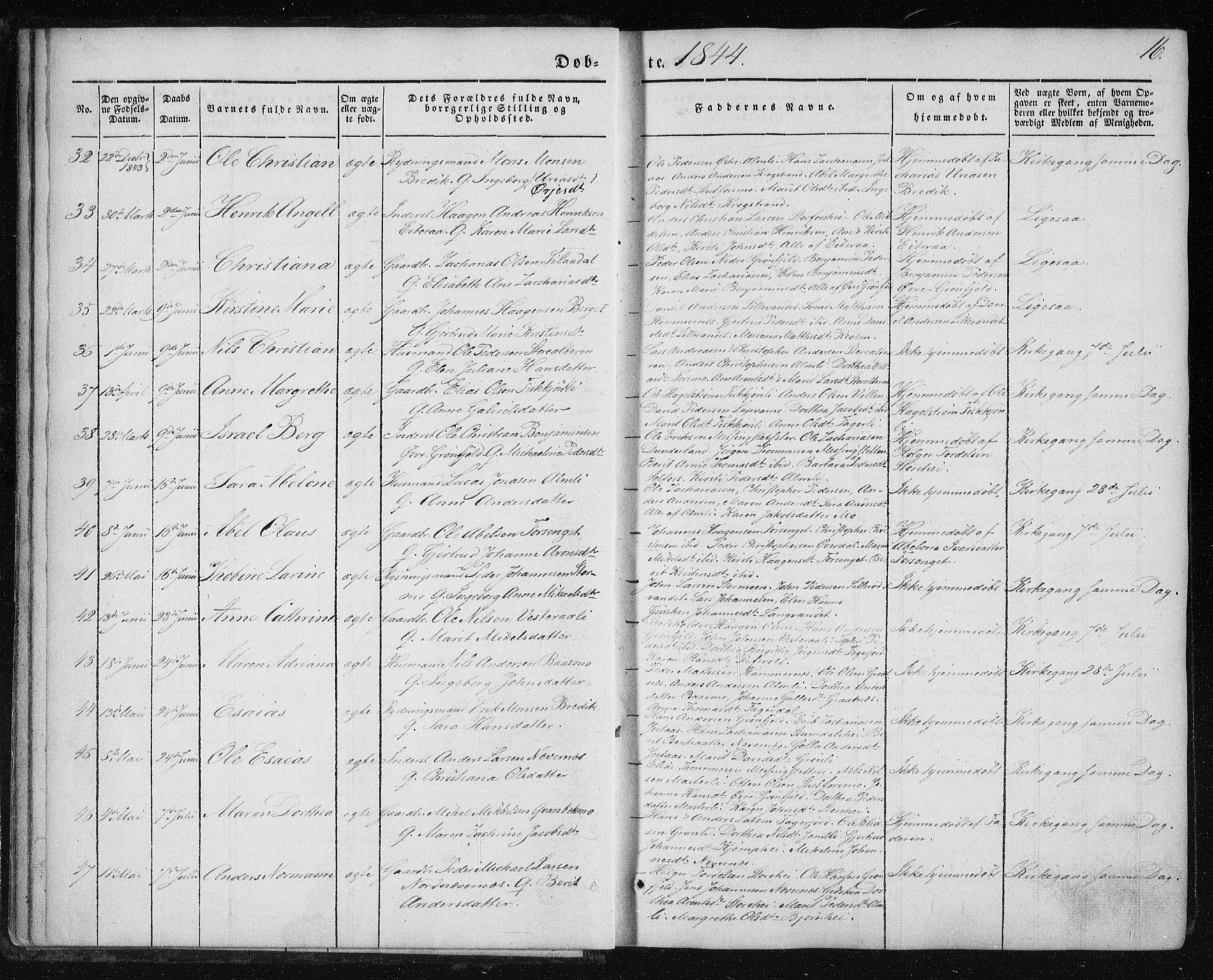 Ministerialprotokoller, klokkerbøker og fødselsregistre - Nordland, AV/SAT-A-1459/827/L0391: Parish register (official) no. 827A03, 1842-1852, p. 16