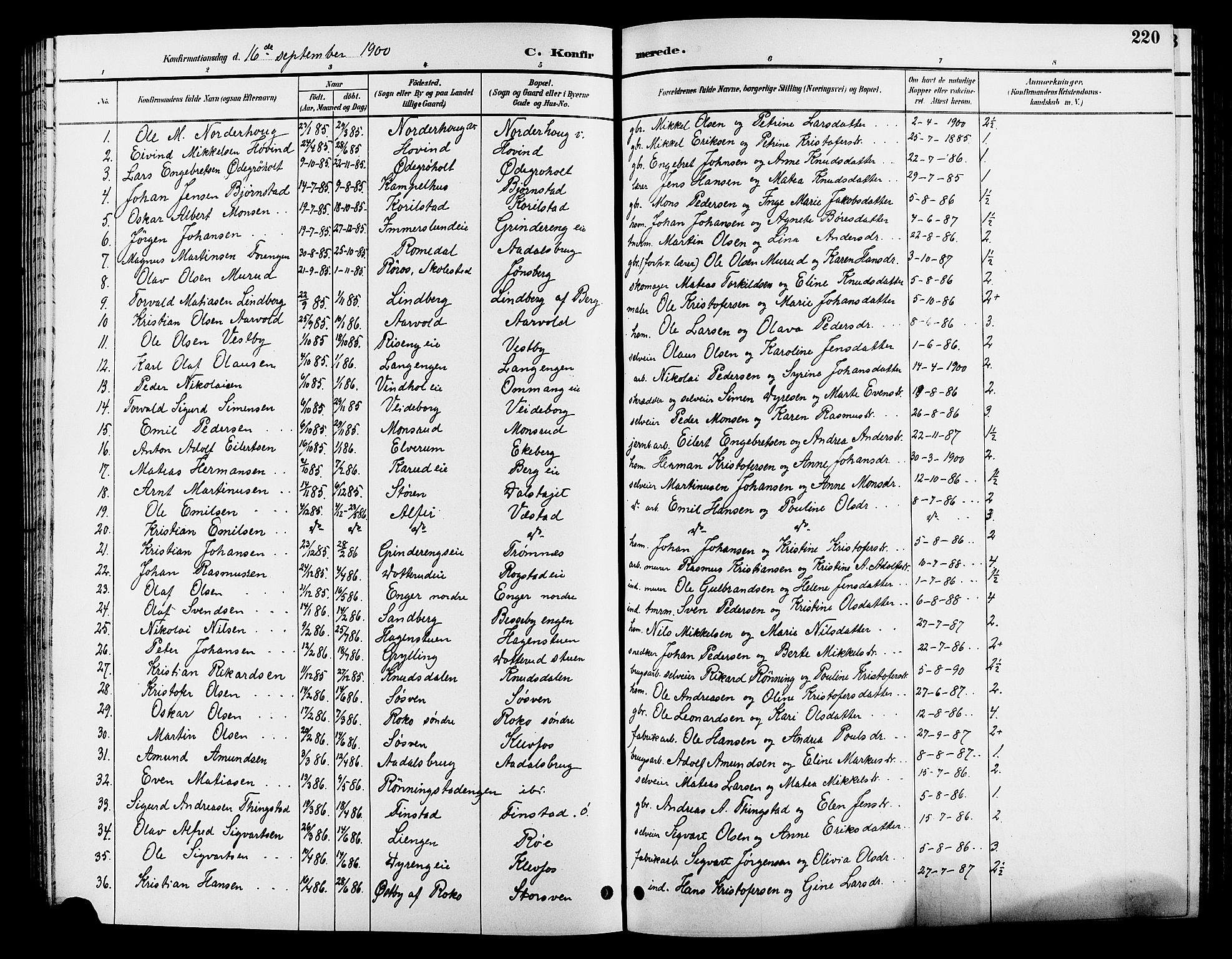 Løten prestekontor, SAH/PREST-022/L/La/L0006: Parish register (copy) no. 6, 1892-1909, p. 220