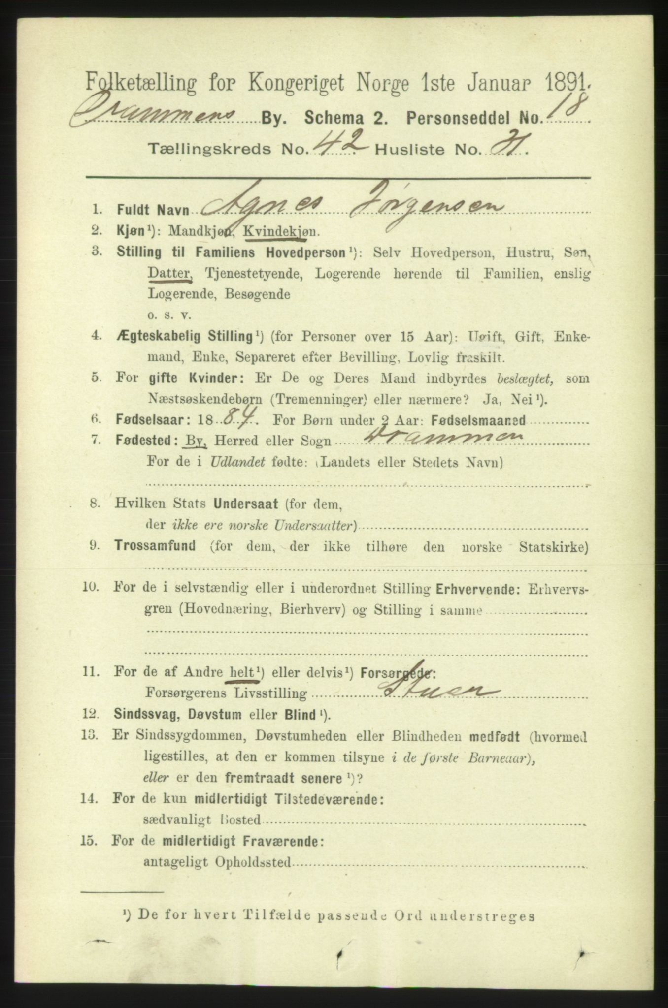 RA, 1891 census for 0602 Drammen, 1891, p. 24872