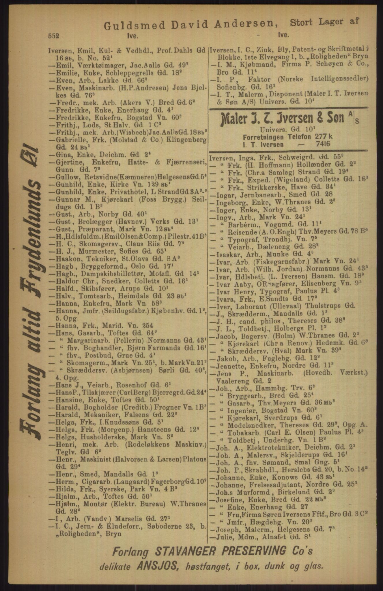 Kristiania/Oslo adressebok, PUBL/-, 1911, p. 552