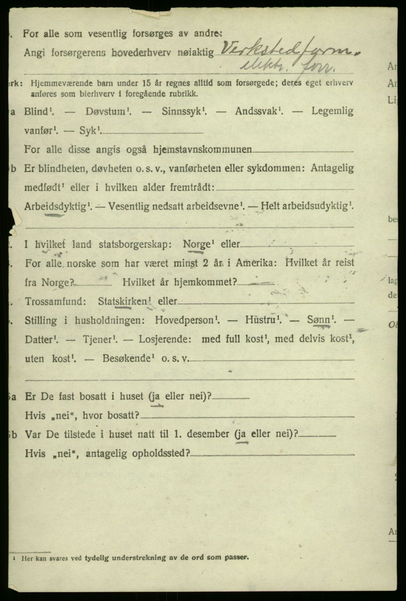 SAB, 1920 census for Hamre, 1920, p. 1260